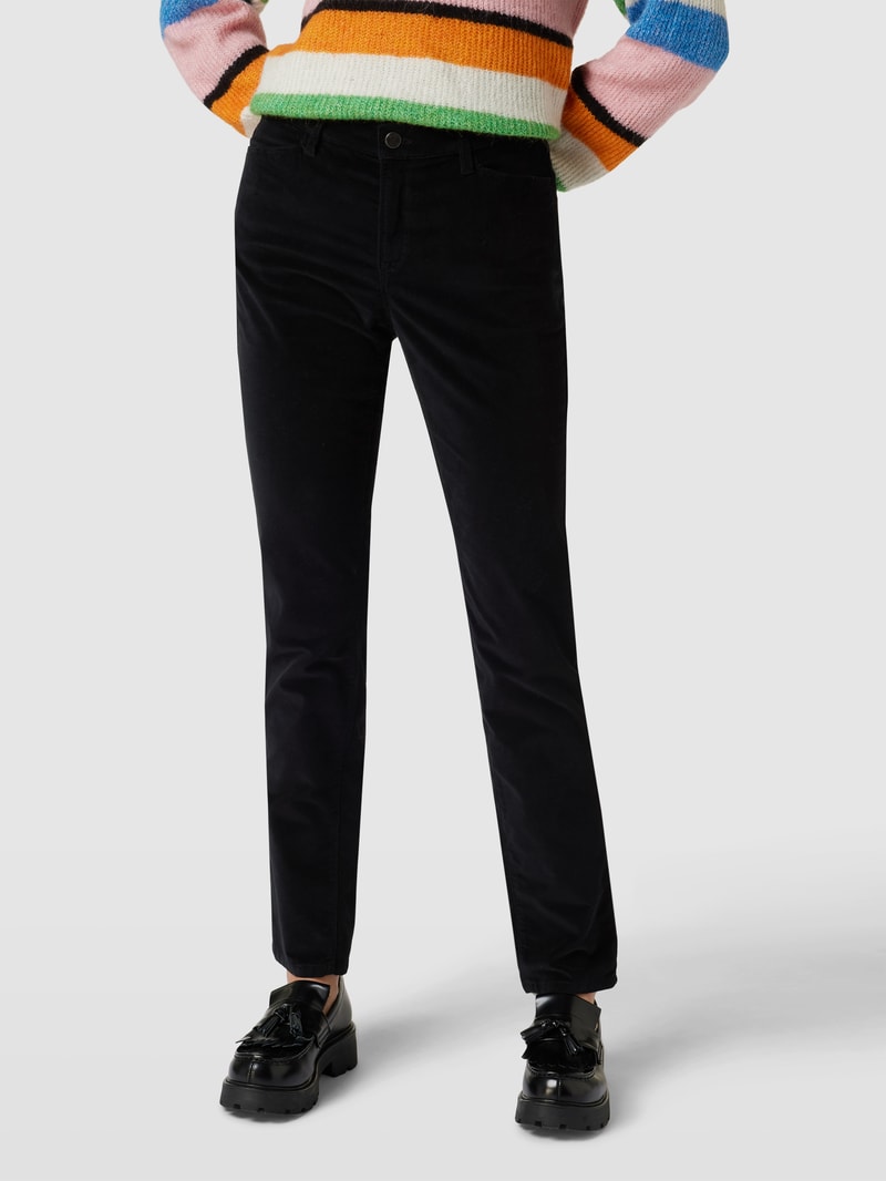 Slim Fit Jeans in Samt-Optik Modell 'Mary' in schwarz