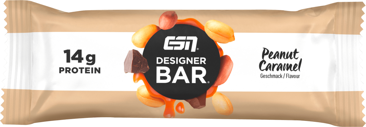 Proteinriegel Designer Bar, Peanut Caramel Geschmack, 45 g