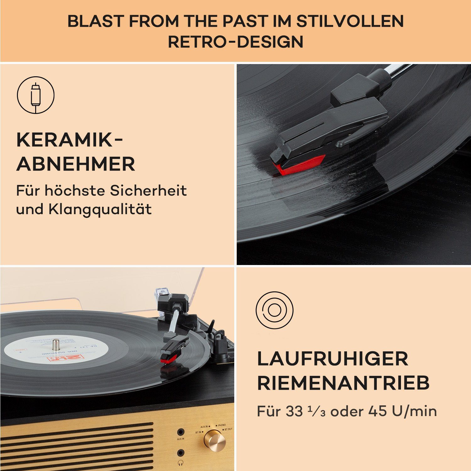 Auna Berklee TT Classic Plattenspieler (Riemenantrieb, Bluetooth)