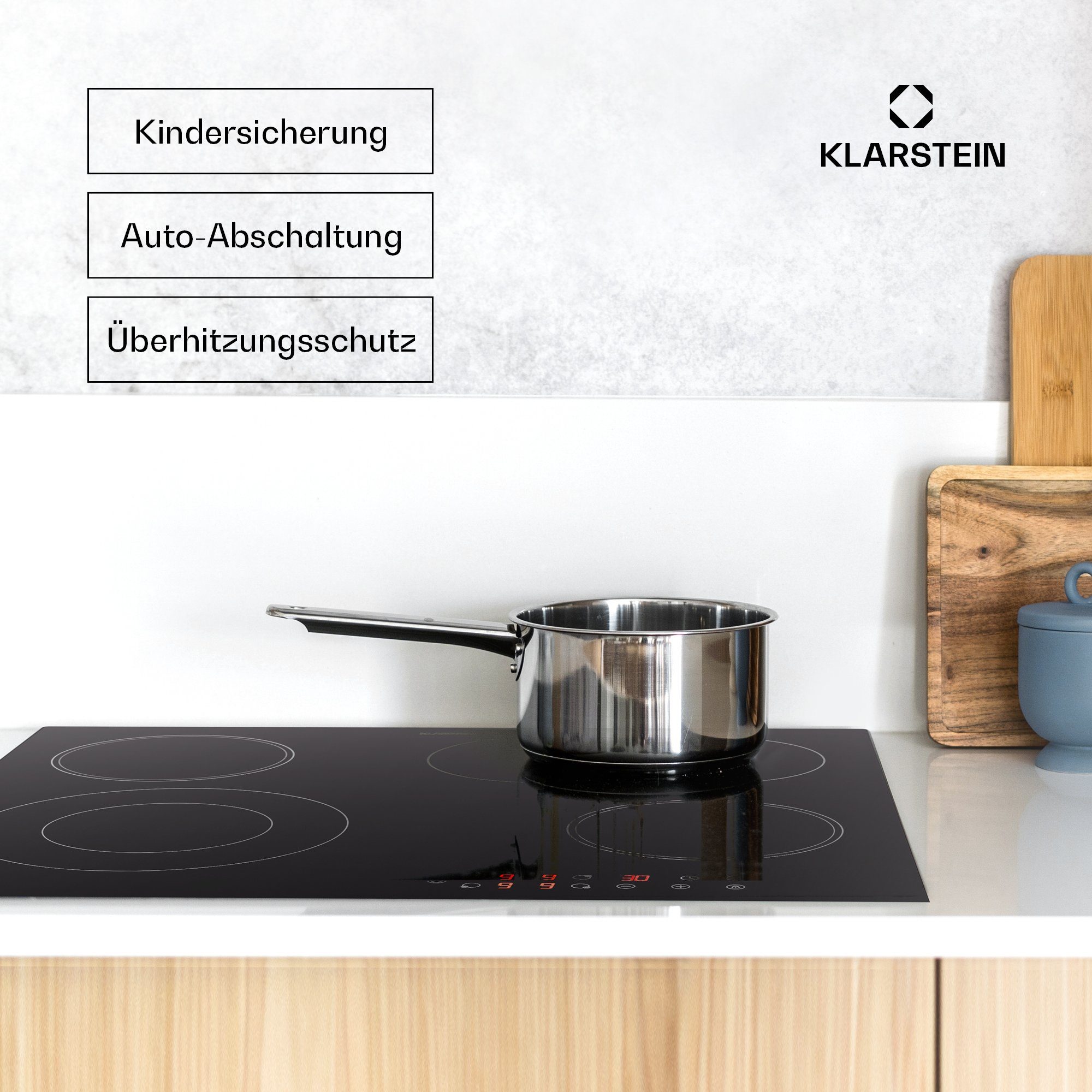 Klarstein Induktions-Kochfeld CP4-Virtuosa4-Plus.B CP4-Virtuosa4-Plus.B, Kochfelder Induktion Hob 4 Zonen 6500 W