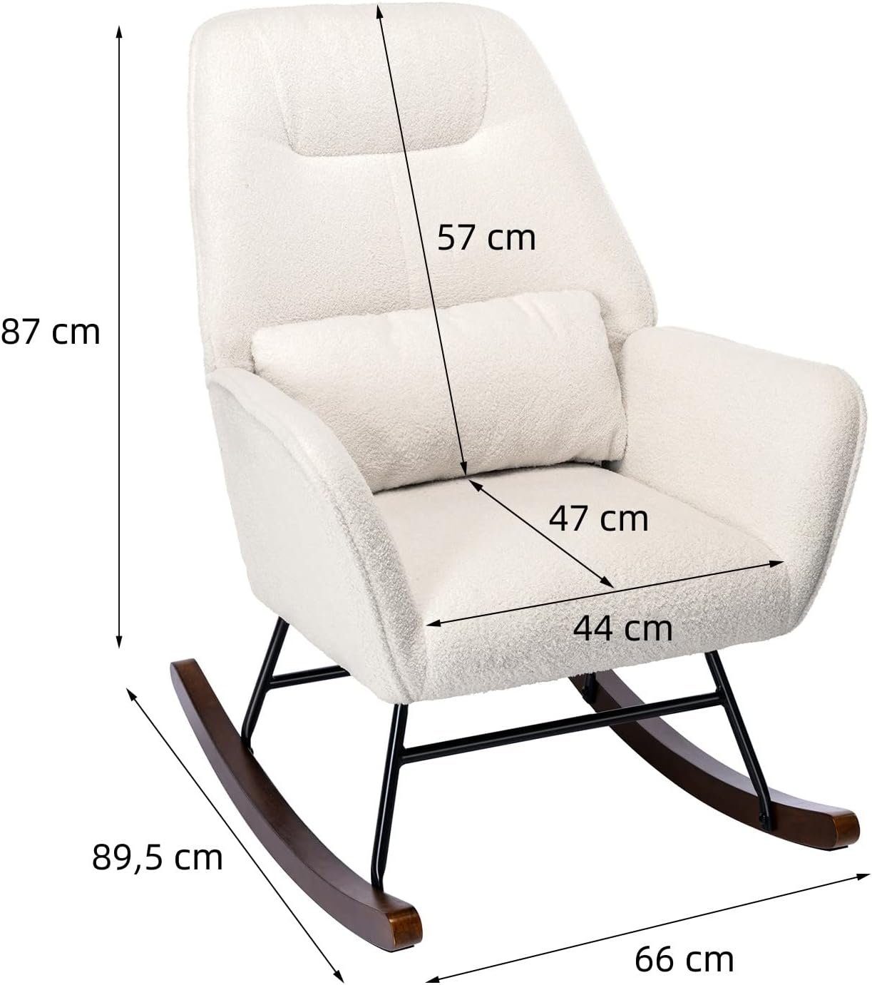 HomeMiYN Schaukelstuhl Schaukelstuhl Wohnzimmer Teddy Sessel mit Lendenkissen