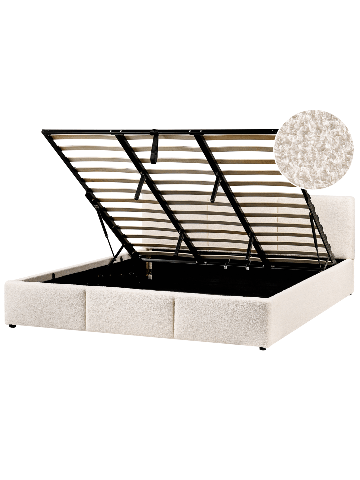 Beliani Doppelbett BOUSSE in Weiß - (W) 191 x (H) 79 x (L) 219 cm günstig kaufen onesize