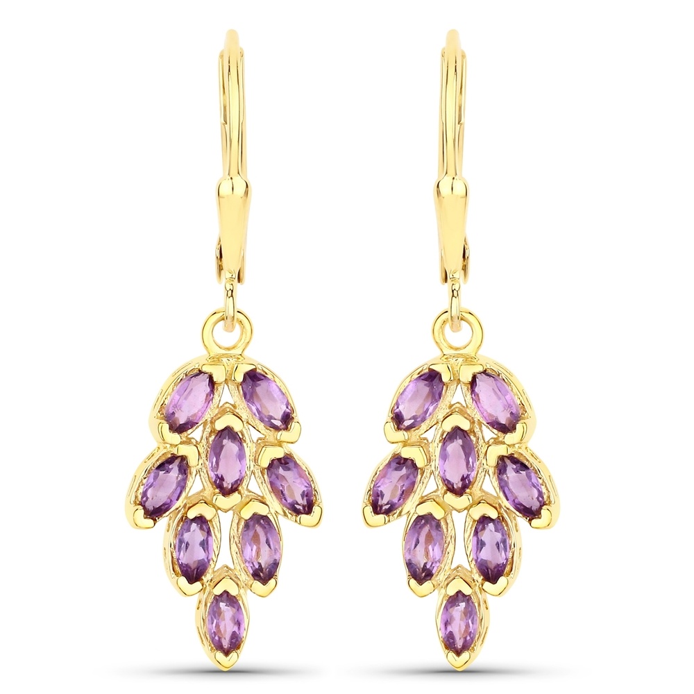 Rafaela Donata Boucles doreilles Argent sterling Améthyste en Or jaune Bijoux
