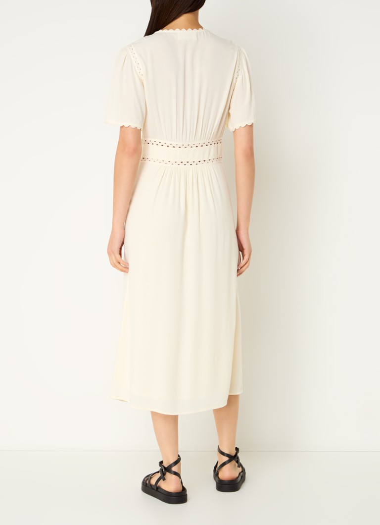 ba&sh Yumi midi dress with V-neck and openwork detail