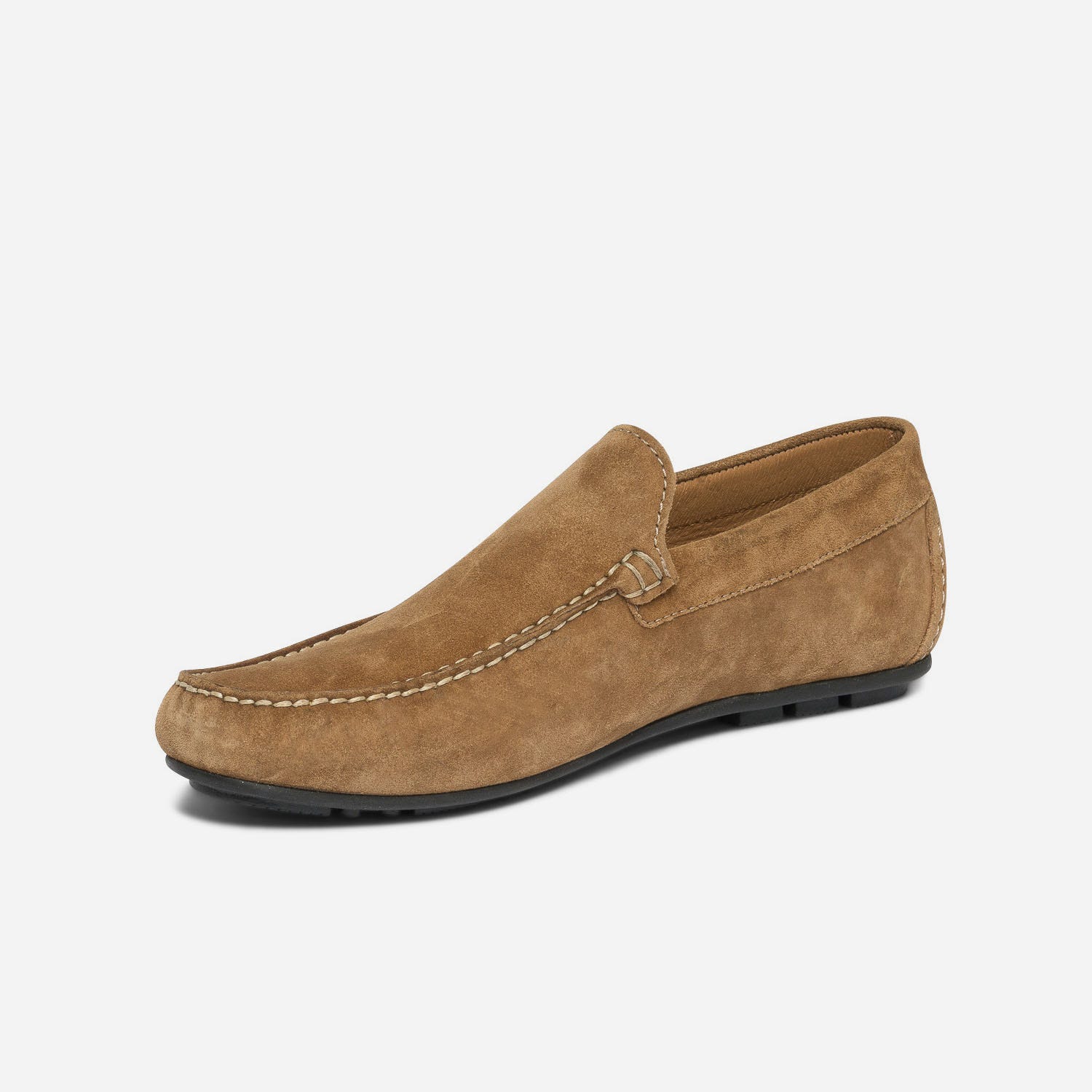Mocassin camel en cuir velours