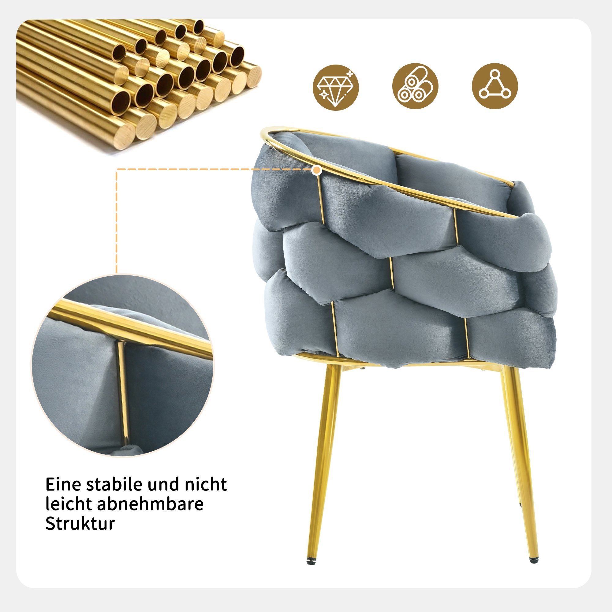 HAUSS SPLOE Polsterstuhl Esszimmerstuhl 1 St Küchenstuhl Wohnzimmerstuhl Polsterstuhl (1 St), Stühle mit Metallbeinen, Grau Stühle, Bubble Stühle