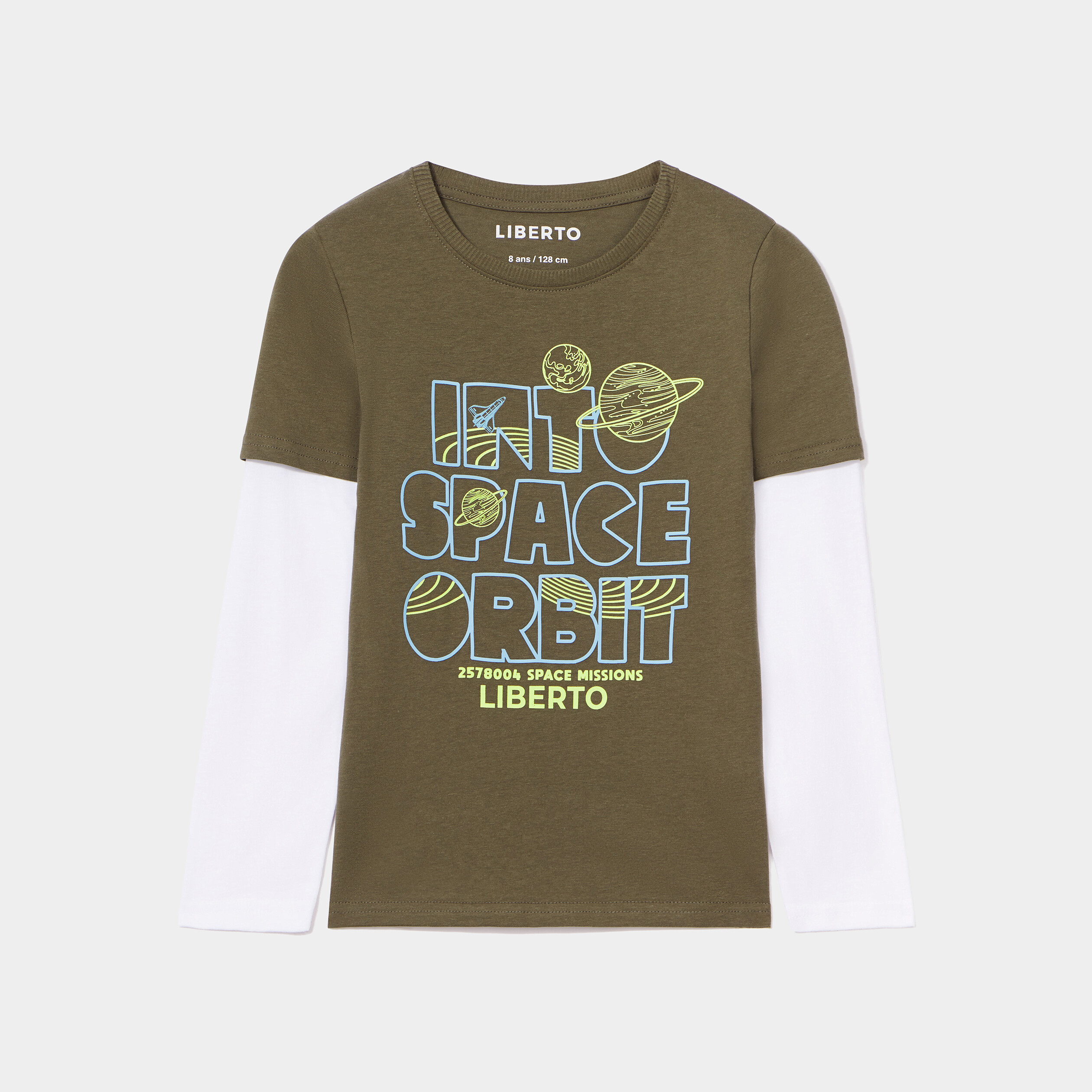 T-shirt effet 2-en-1 coton Liberto vert kaki garçon | La Halle