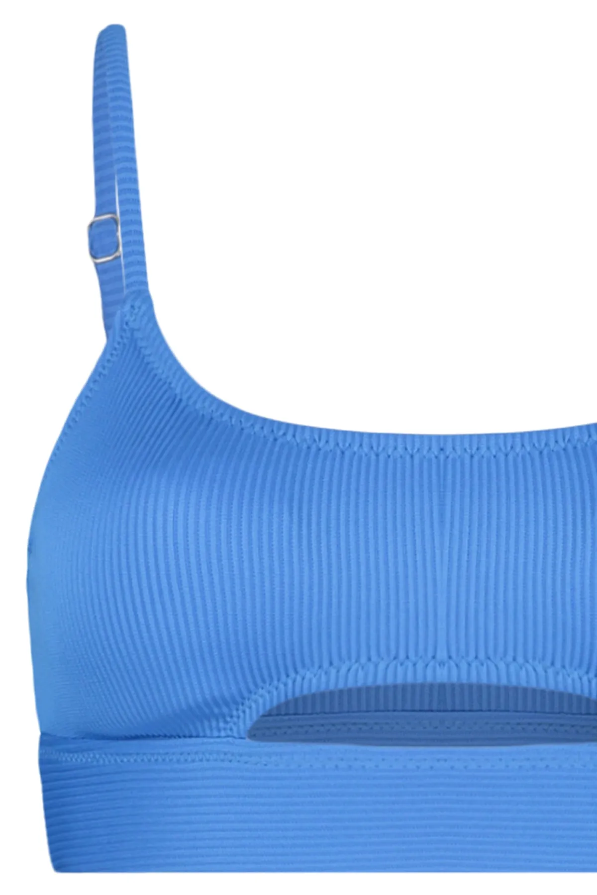 Trendyol Collection  Blaues strukturiertes Bikinioberteil mit Ausschnitten/Fenstern TBESS21BU0235