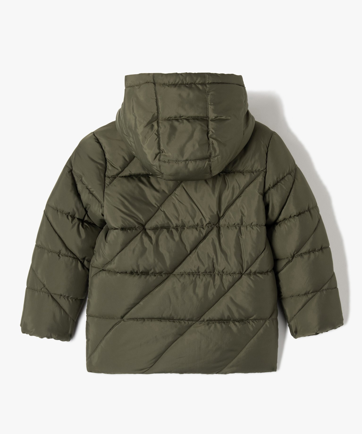 Blouson Garçon matelassé à capuche en matière déperlante kaki | GEMO