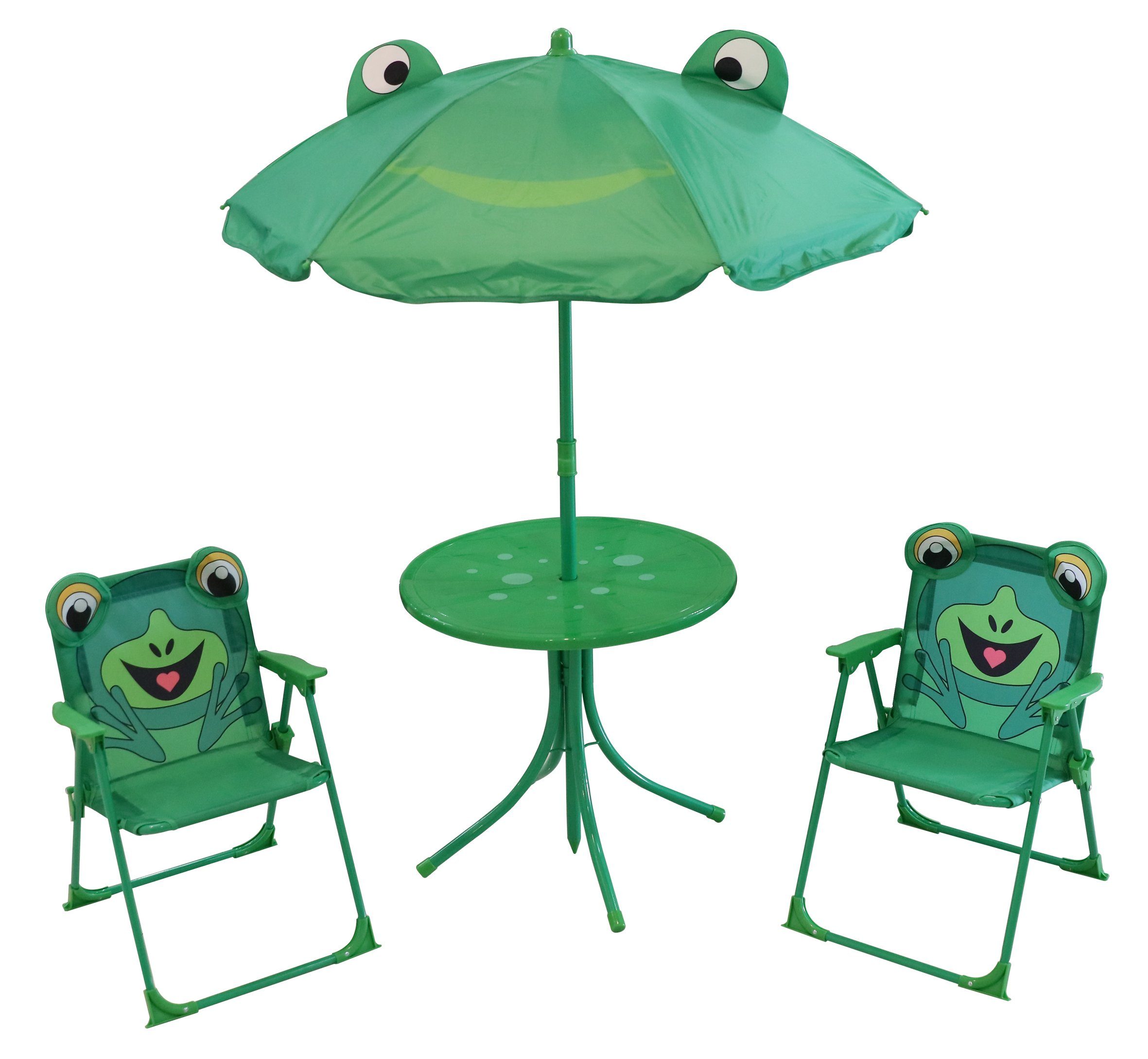 TOYREX Garten-Kindersitzgruppe Kindersitzgruppe Set Frosch-Design, (4er Set), inkl. Sonnenschirm