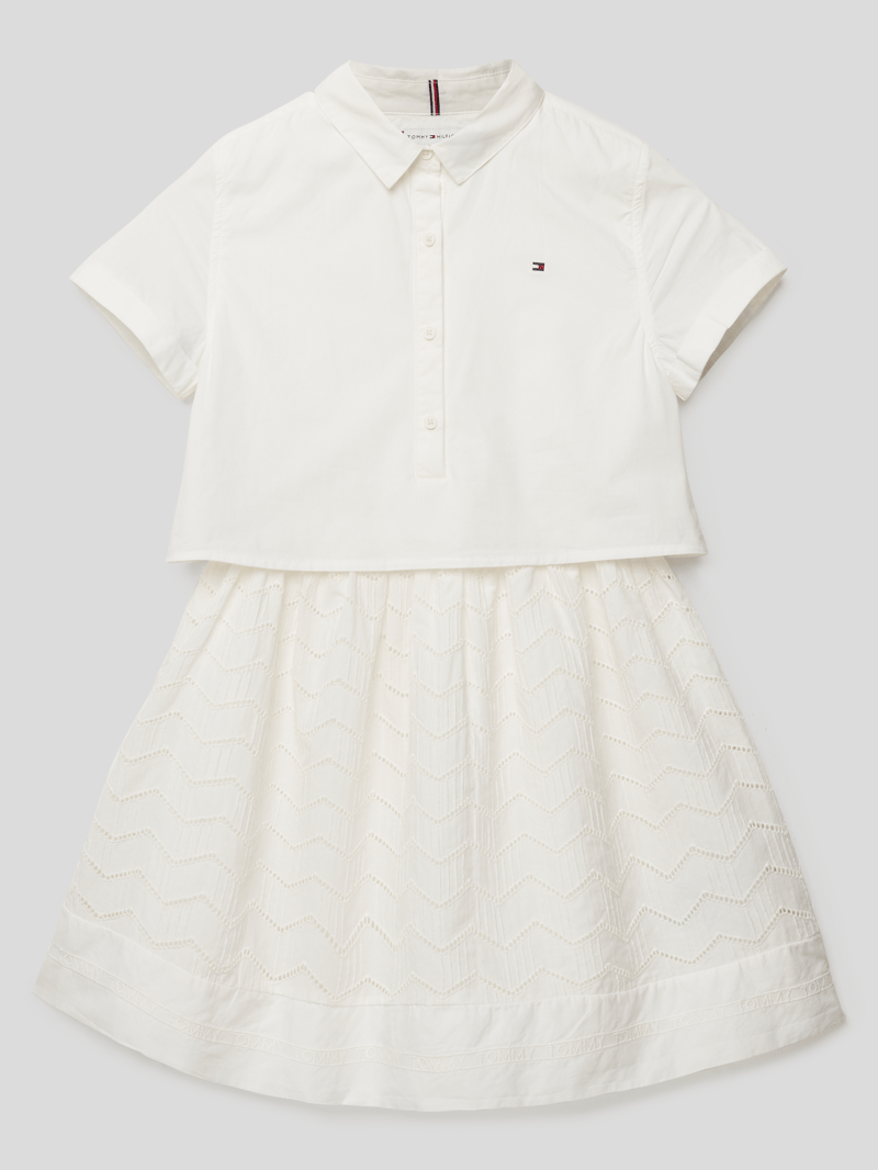 Blusenkleid mit Lochstickereien in offwhite