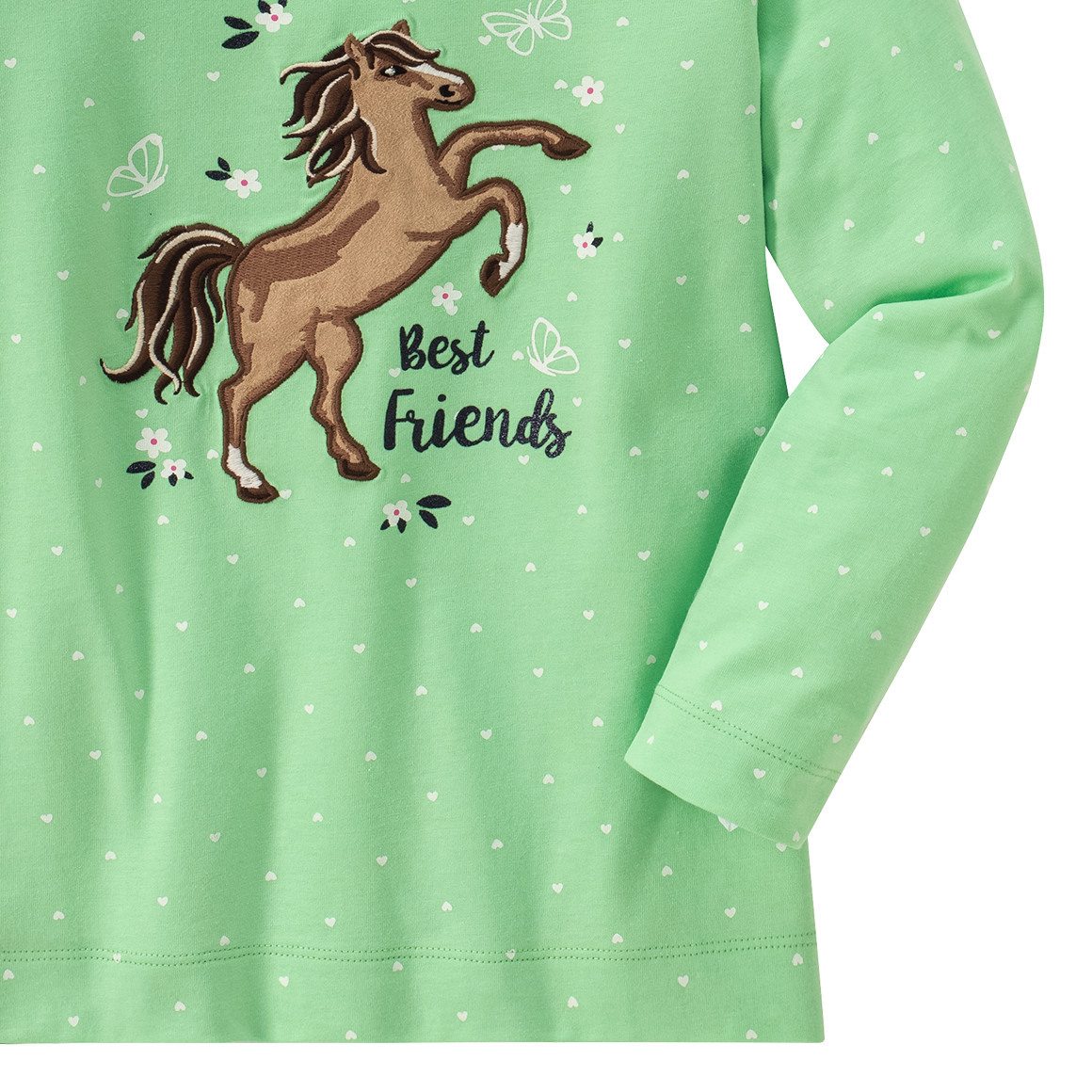 Mädchen Langarmshirt mit Pferde-Applikation