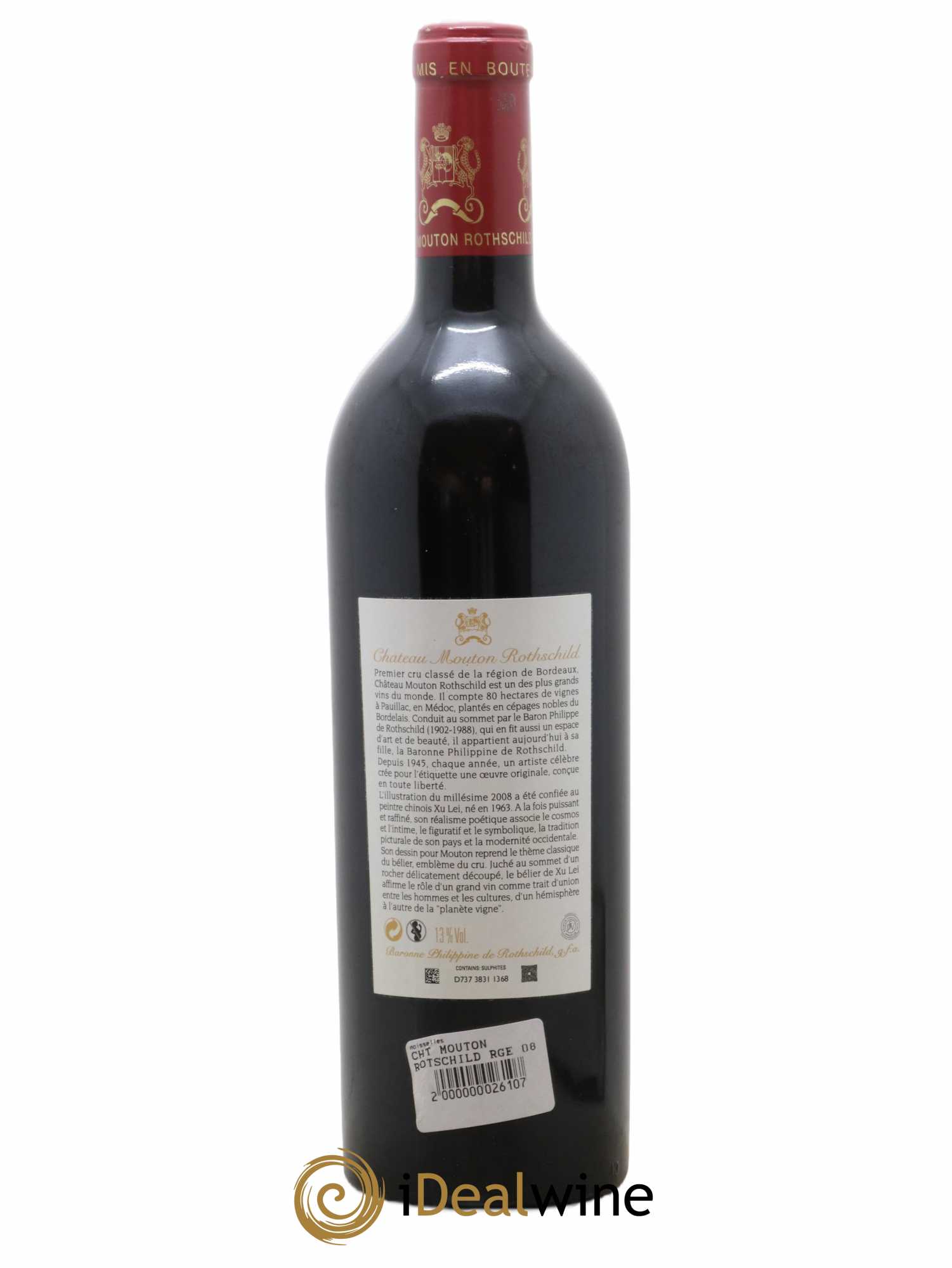 Château Mouton Rothschild 1er Grand Cru Classé  2008 - Lot de 1 Bouteille