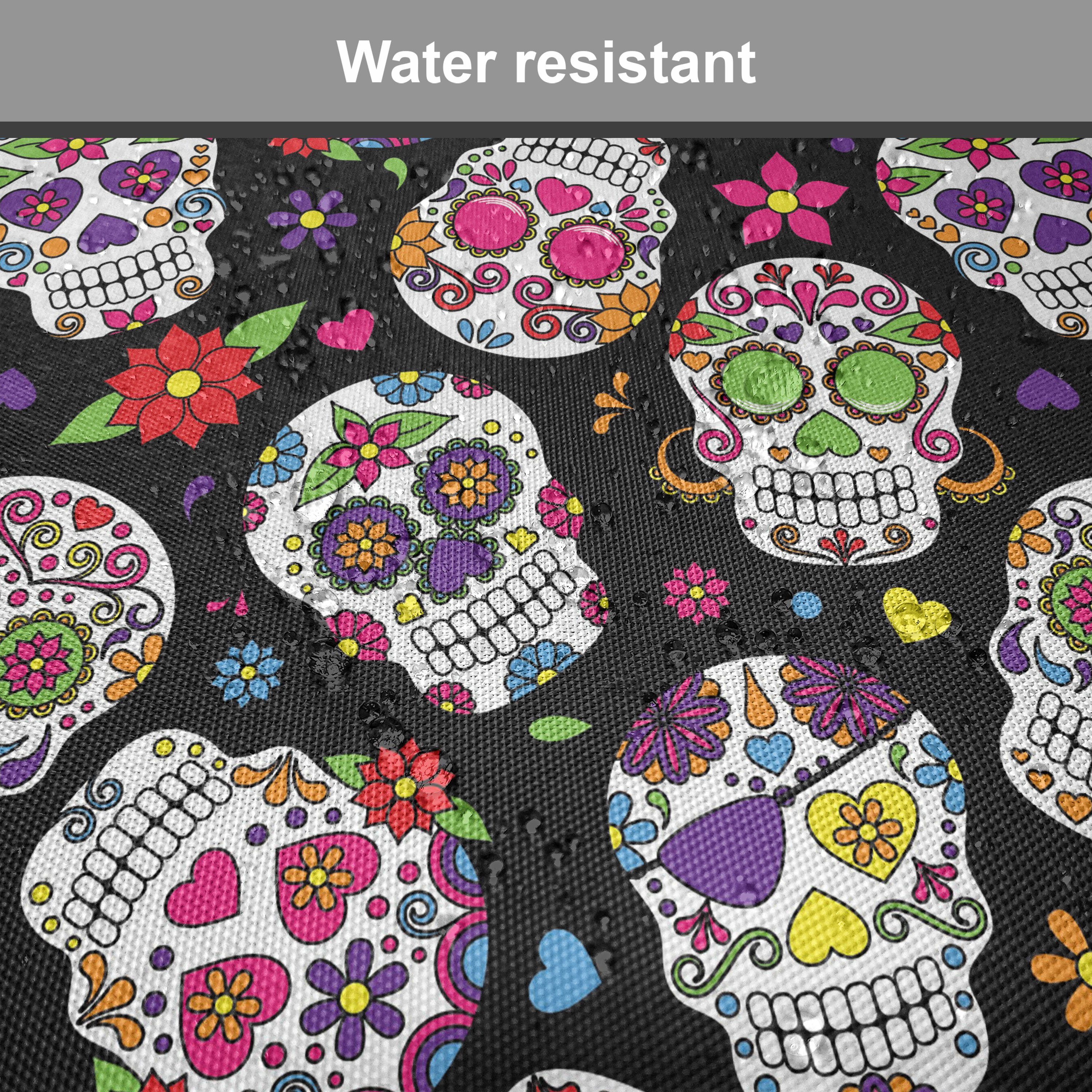 Abakuhaus Stuhlkissen Dekoratives wasserfestes Kissen mit Riemen für Küchensitze, Bunt Zuckerschädel Blumen