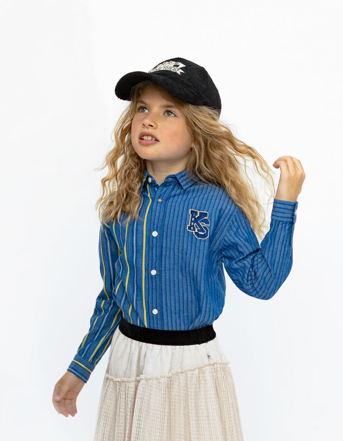 Chemise bleue avec mix rayures garçon