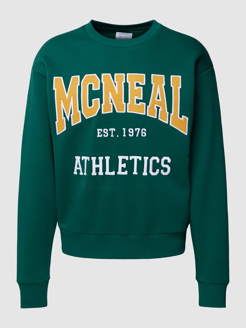 Sweatshirt mit Label-Print in dunkelgrün