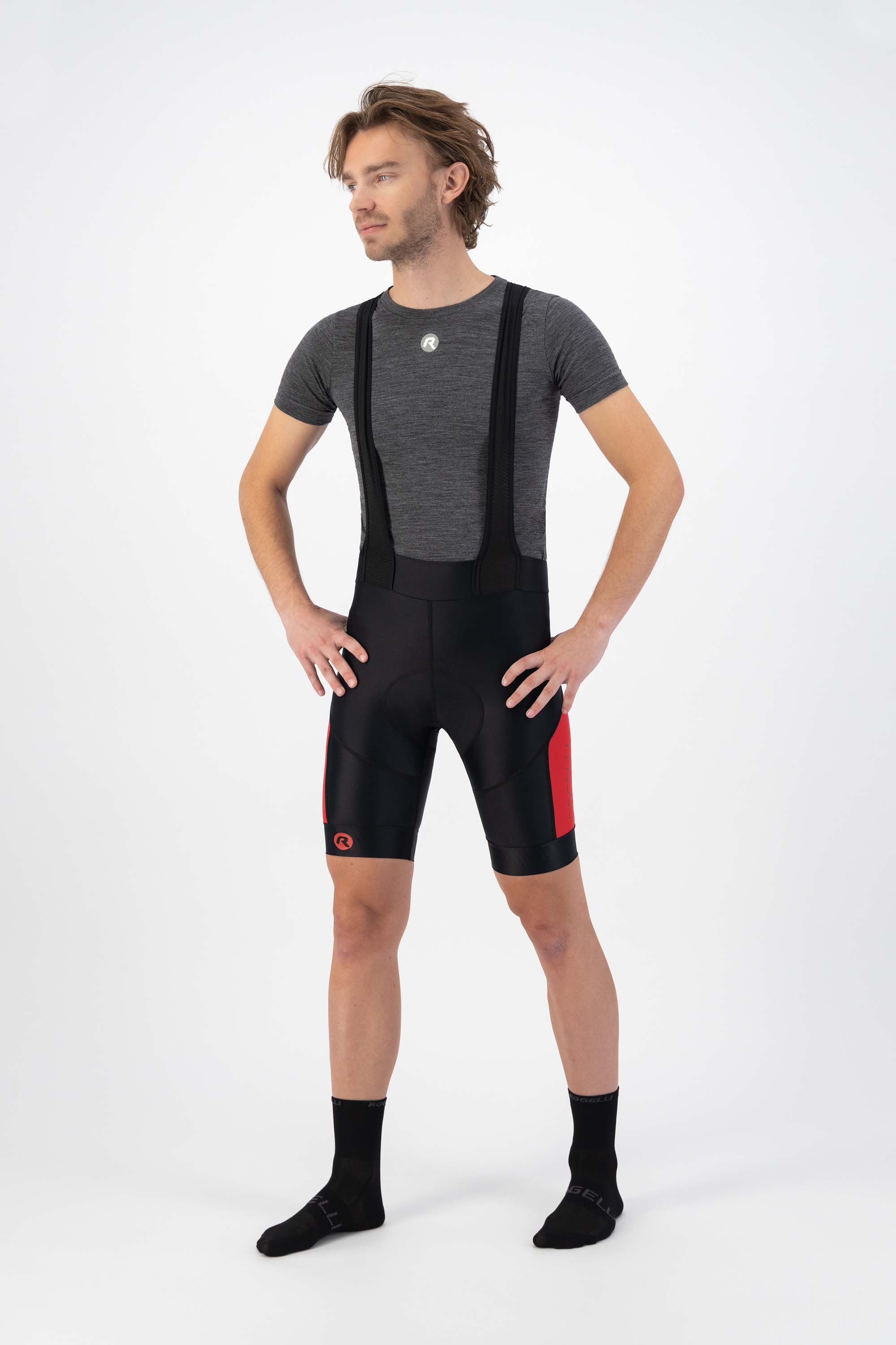 Rogelli Tyro Schwarz/Rot Herren Radhose Kurz Mit Träger
