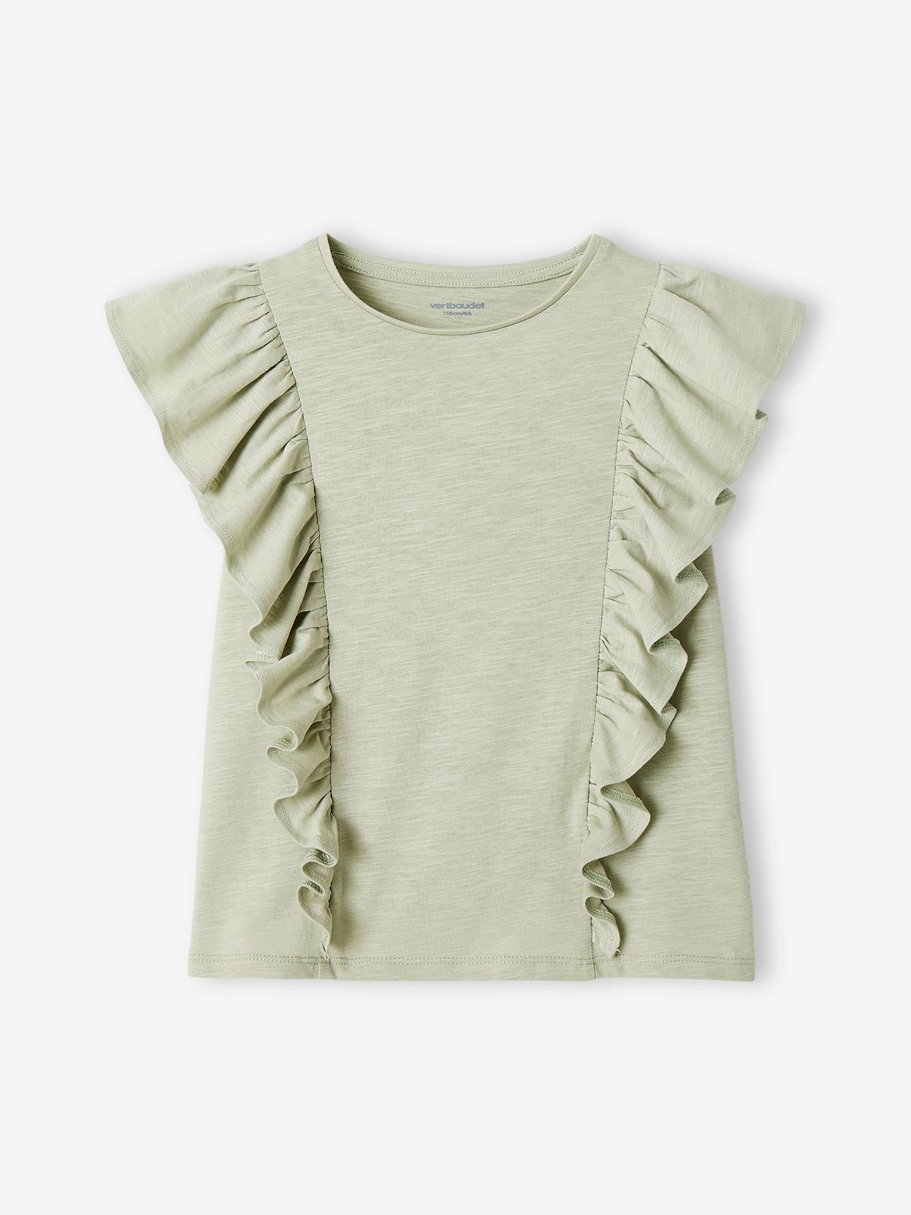 T-shirt à volants fille pêche