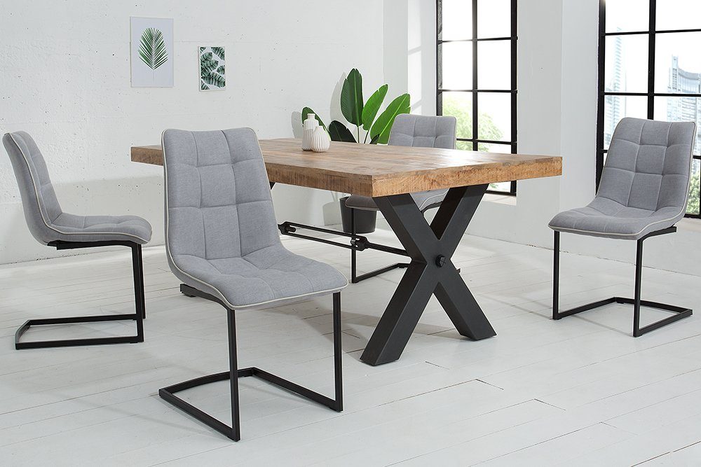 riess-ambiente Freischwinger MIAMI hellgrau / schwarz (1 St), Esszimmer · Webstoff · Metall · Industrial