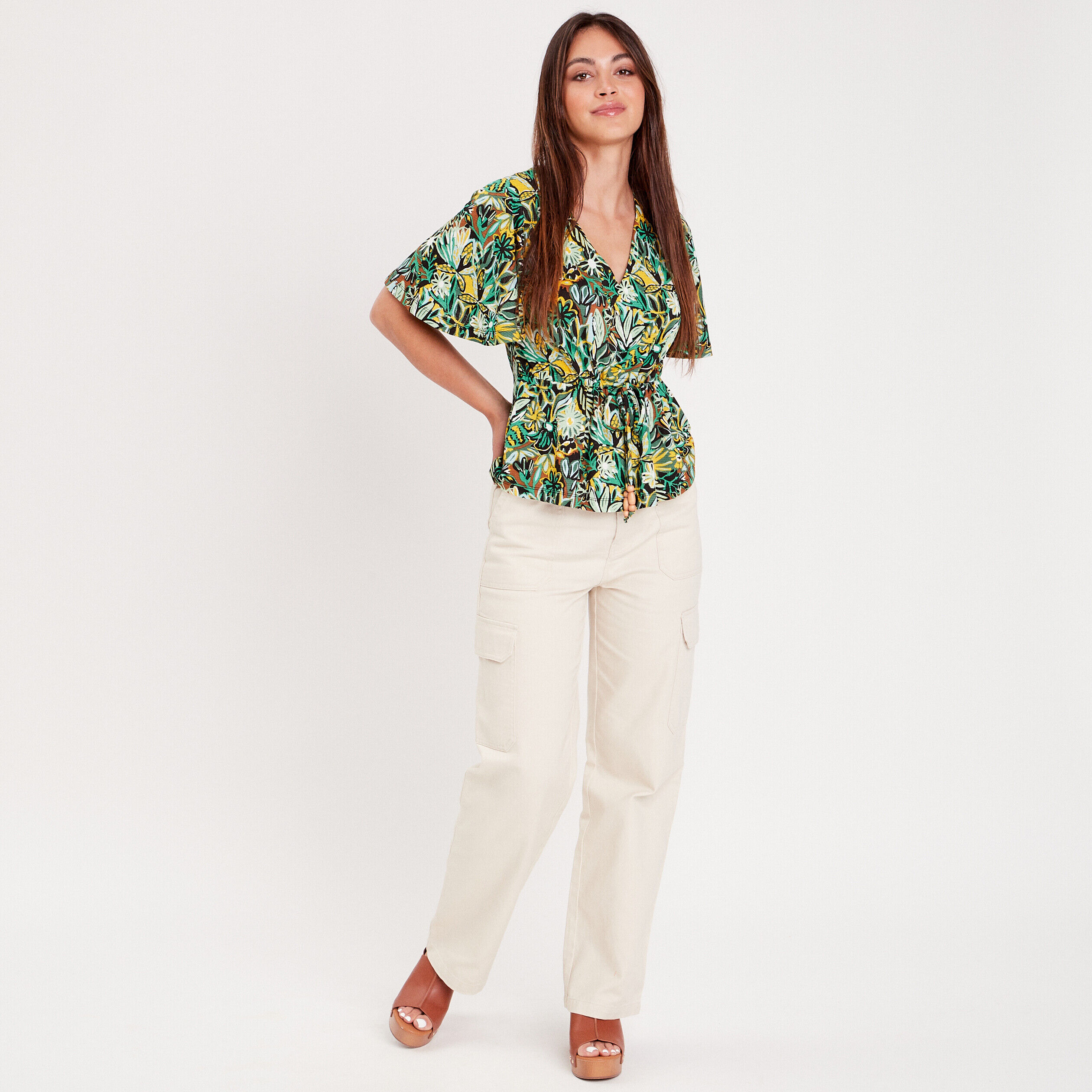 T-shirt manches courtes jaune foncé femme | Cache Cache