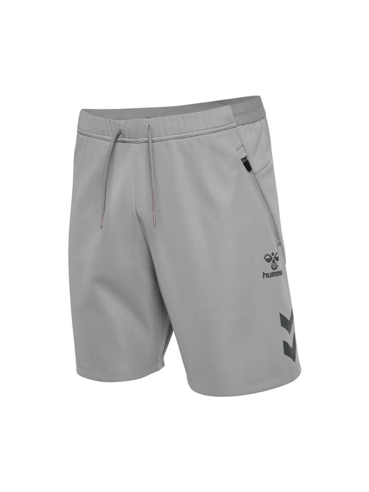 Hummel Sportliche Shorts mit Reißverschlusstaschen in Grau günstig kaufen