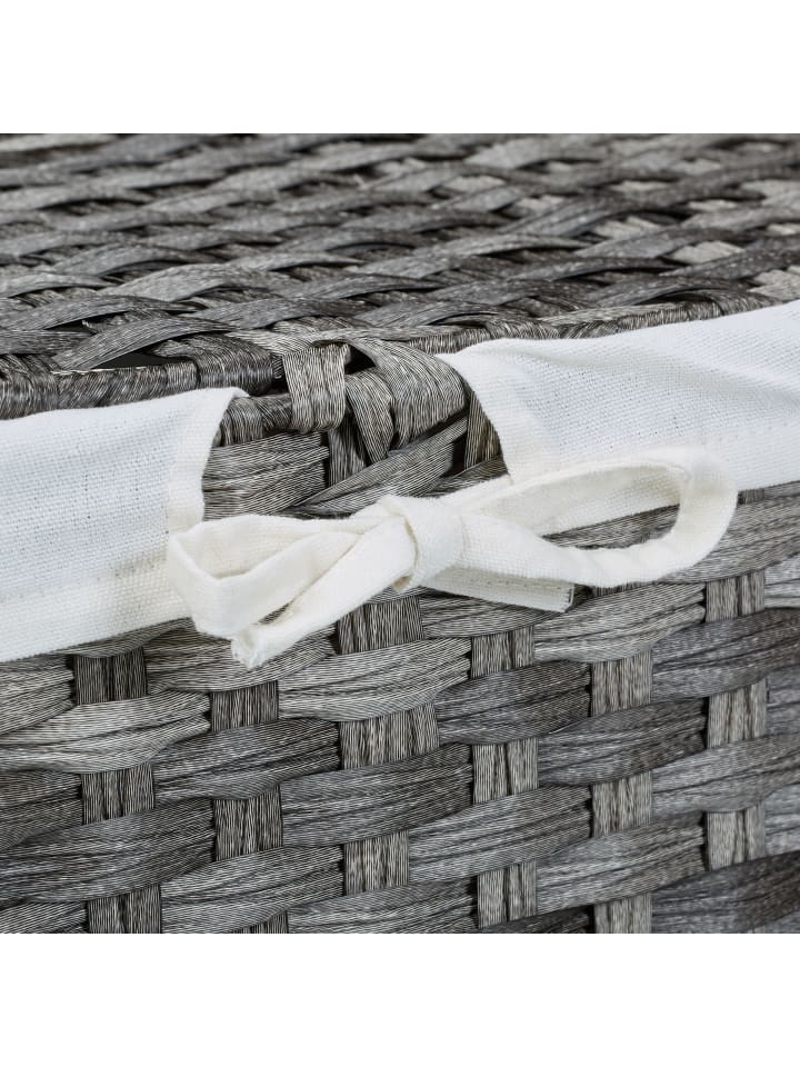 relaxdays Wäschekorb in Grau/ Beige - (B)58 x (H)60 x (T)34 cm günstig kaufen onesize