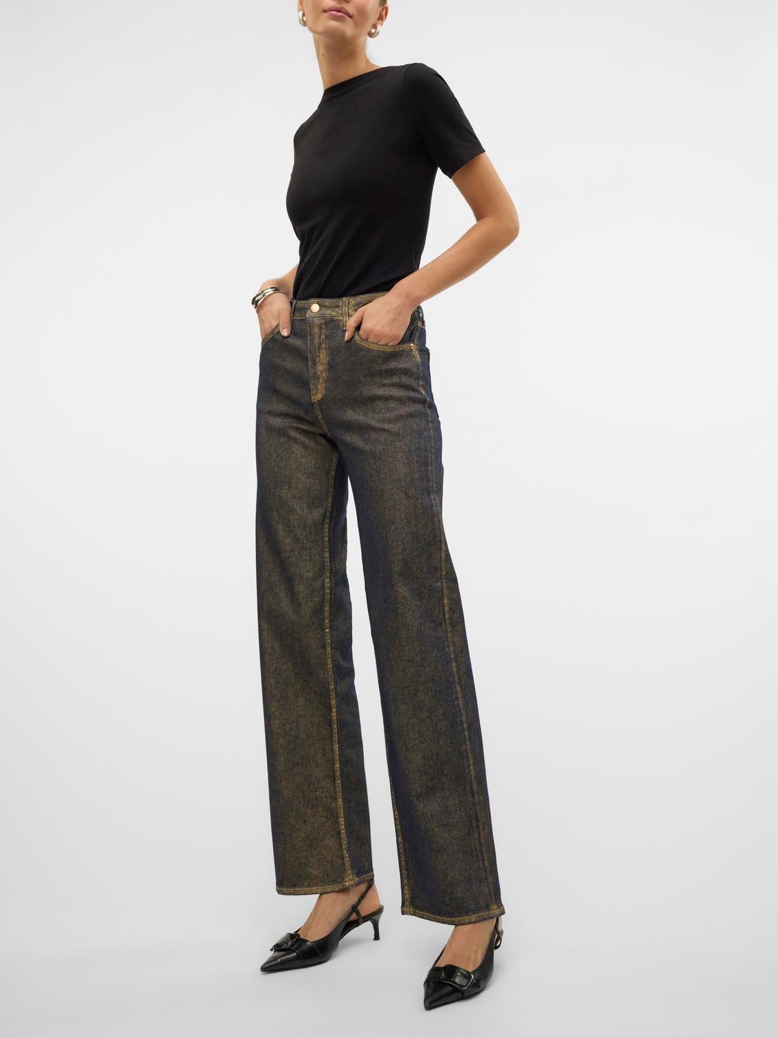 VMTESSA Hohe Taille Weiter Beinschnitt Jeans