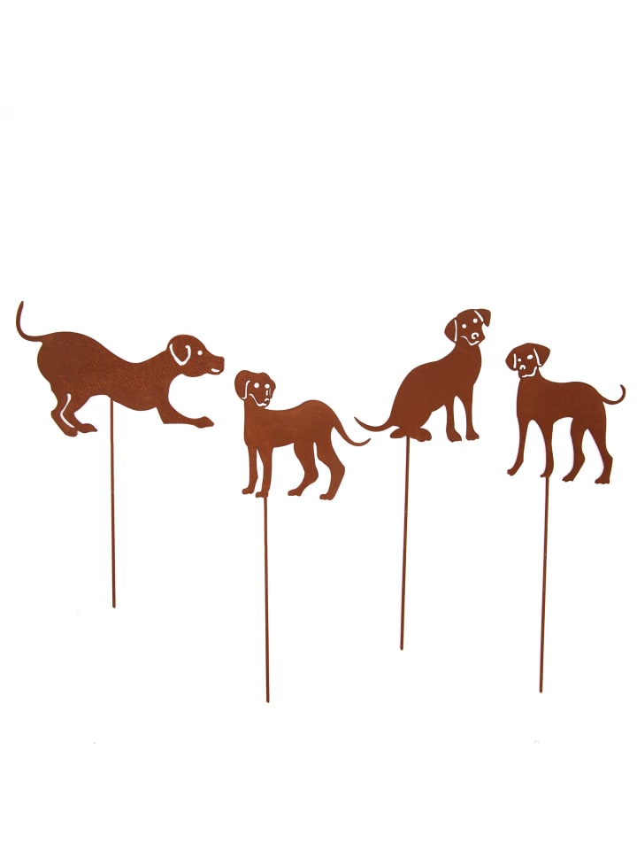 UNUS 4er Set Gartenstecker Rost Hunde in Braun günstig kaufen onesize