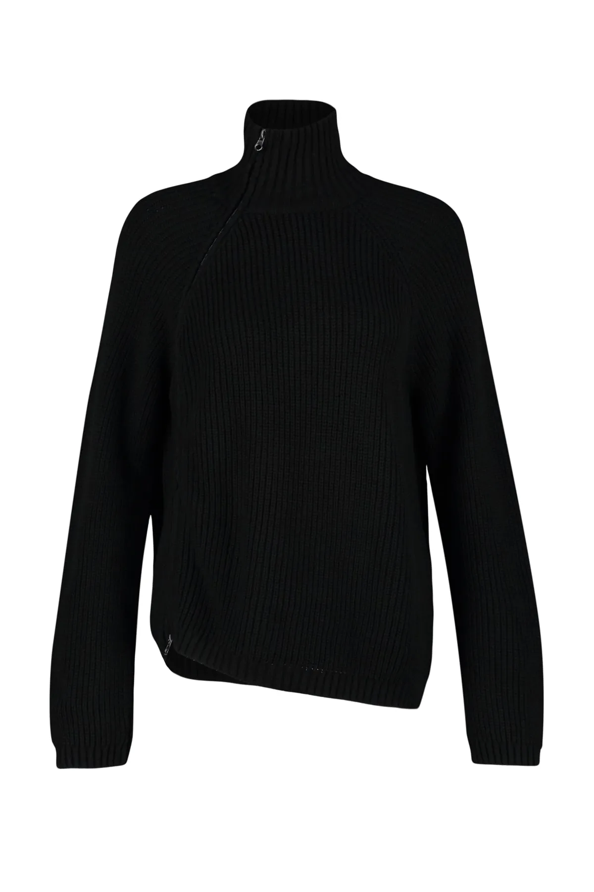 Trendyol Collection  Schwarzer Strickpullover mit Reißverschluss TWOAW24KZ00145
