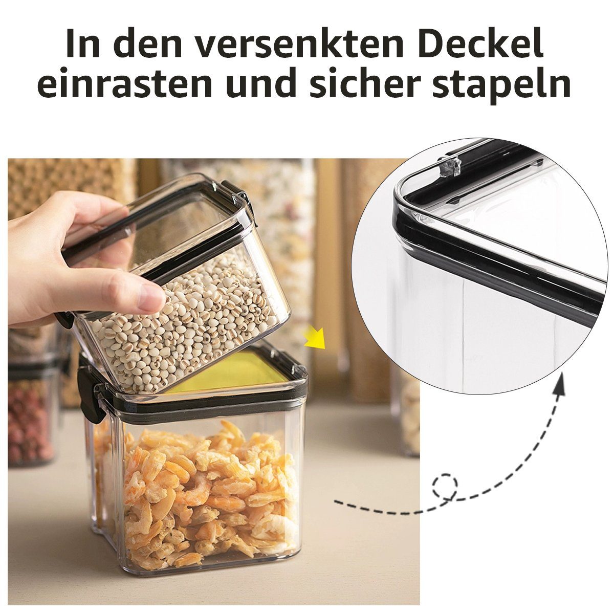 MULISOFT Vorratsdose, (460ml 900ml 1300ml 1800ml wählbar, 1-tlg., Frischhaltedosen BPA frei), Kunststoff Gewürzdosen Luftdicht Aufbewahrungsdosen Set