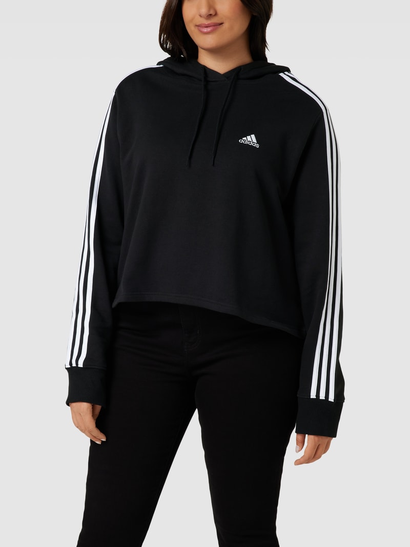 PLUS SIZE cropped Hoodie mit Label-Detail in schwarz