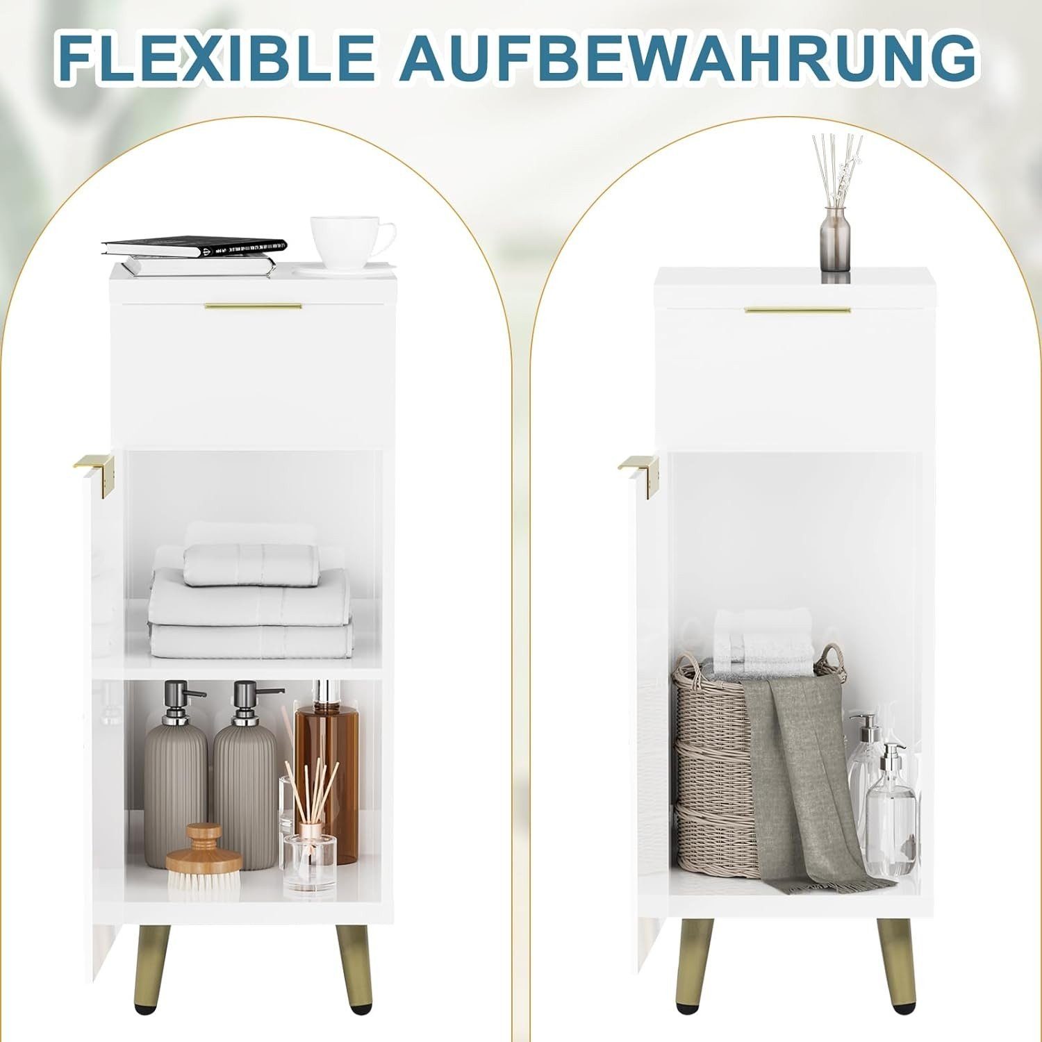 EUGAD Badkommode (1 St), Badezimmerschrank mit Schublade, 2 Ablagen, aus MDF