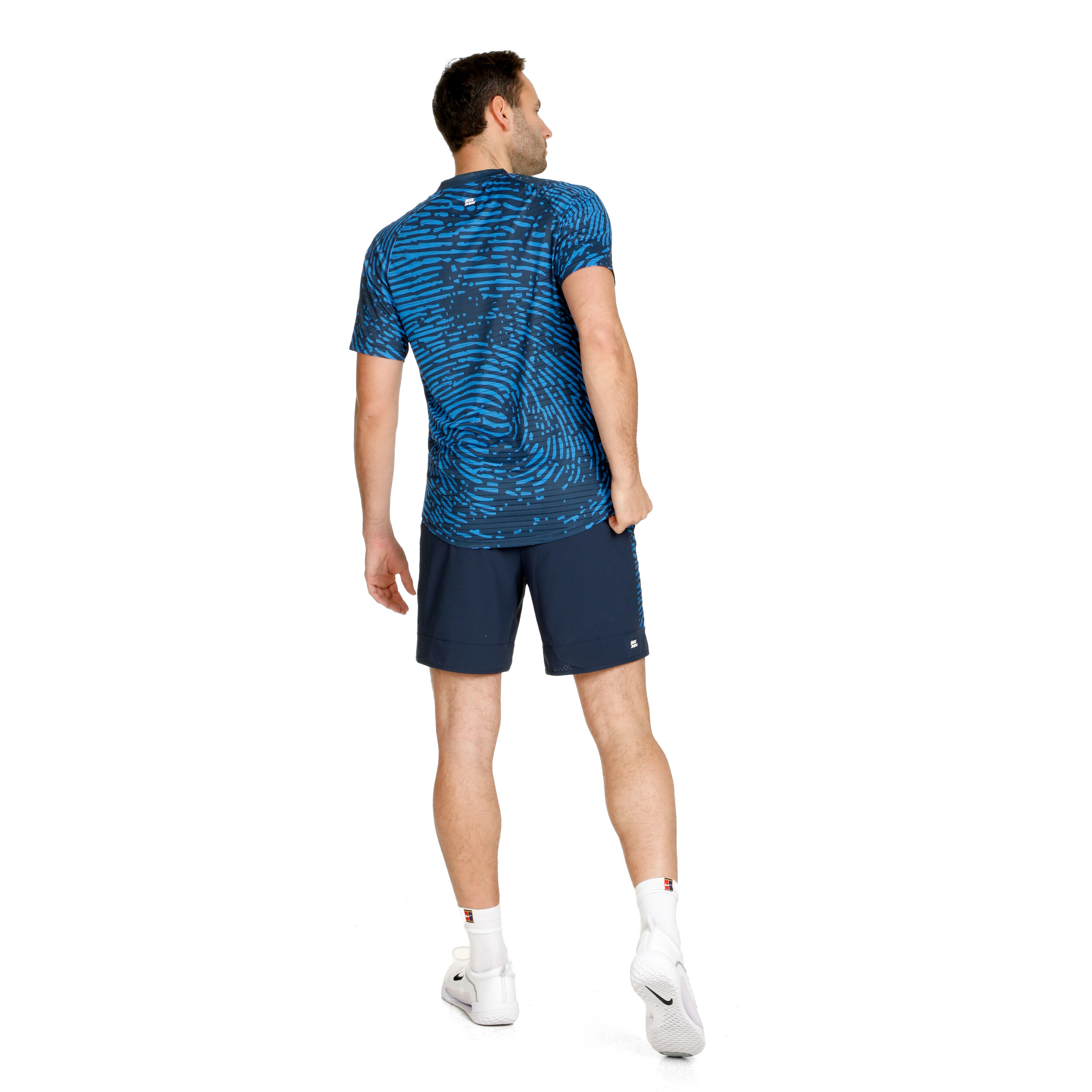 Fingerprint Round Neck T-Shirt Herren - Dunkelblau, Weiß