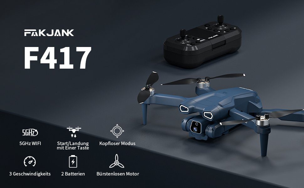 FAKJANK Drohne (1080P, mit 2 Kamera 5GHz WiFi FPV RC Quadcopter,Optische Fluss Positionierung)