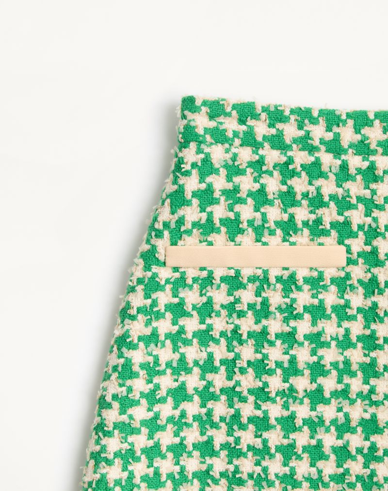 Saia curta em tweed pied-de-poule