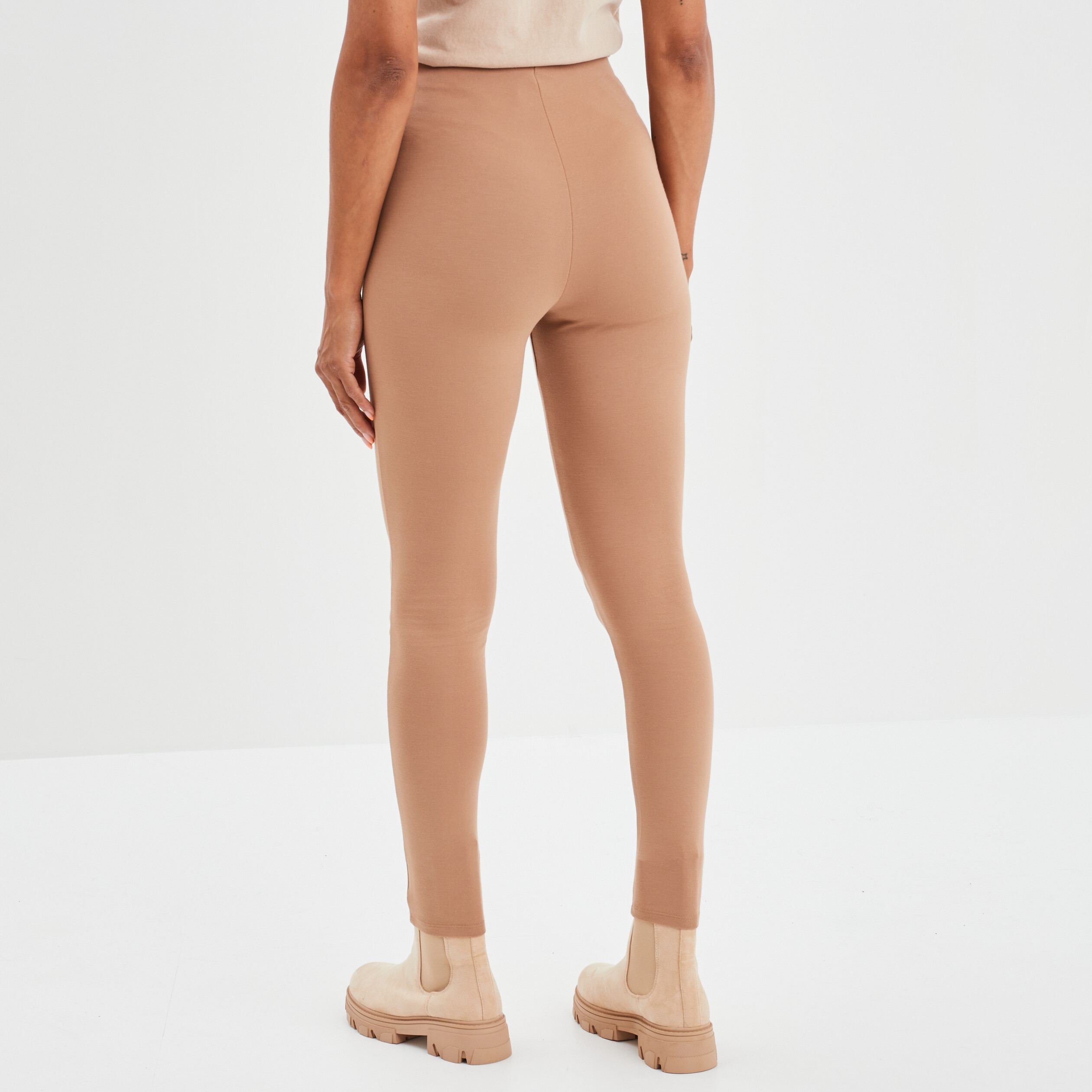 Pantalon tregging slim à ponts marron clair femme | La Halle