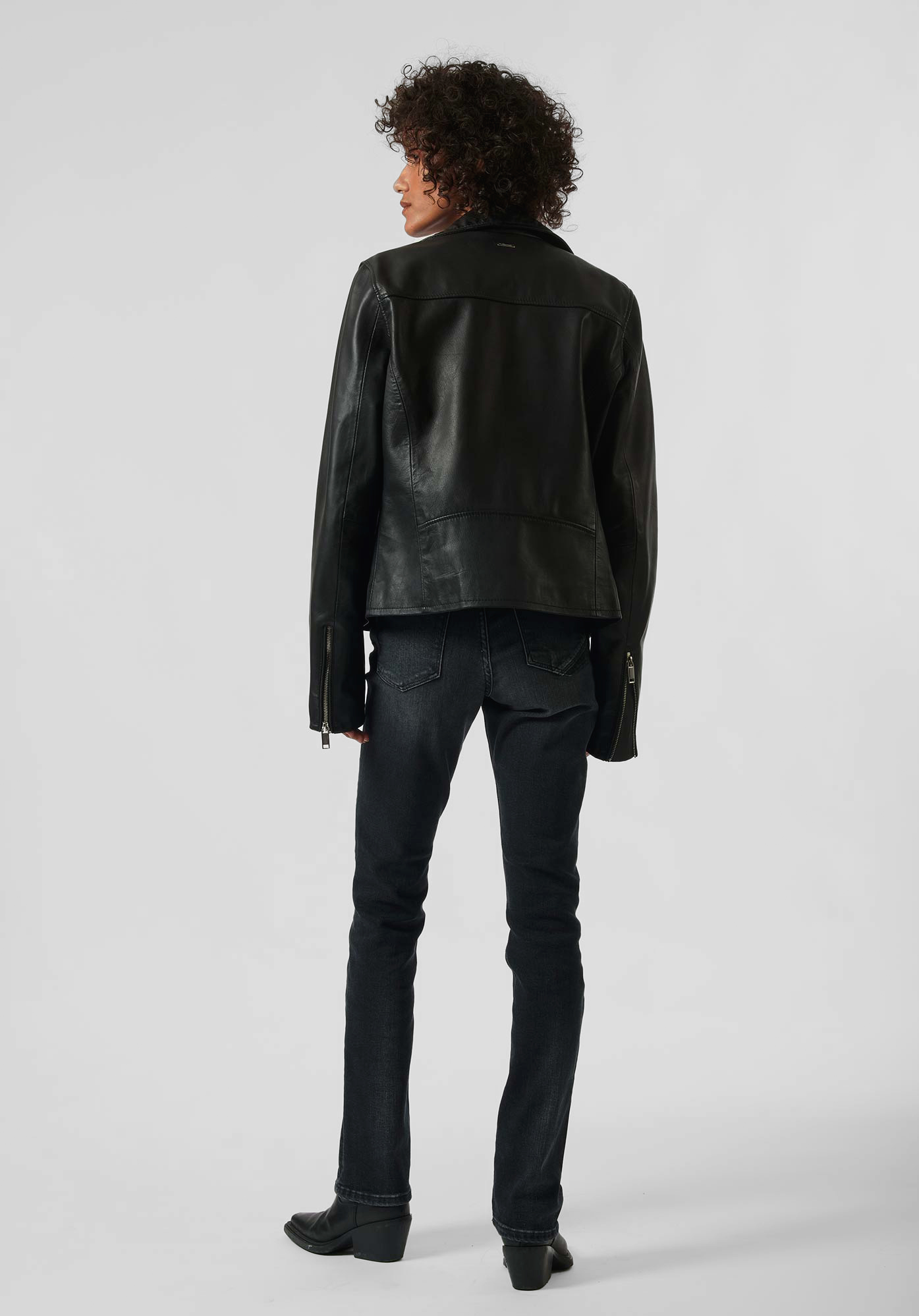 SARY   Veste en cuir noir Femme