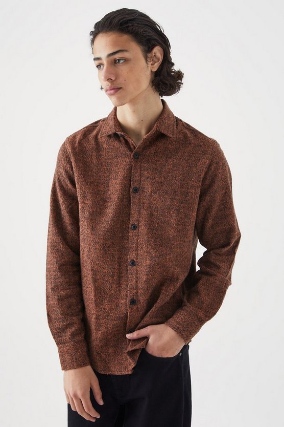 Overshirt in Wolloptik mit Knopfleiste