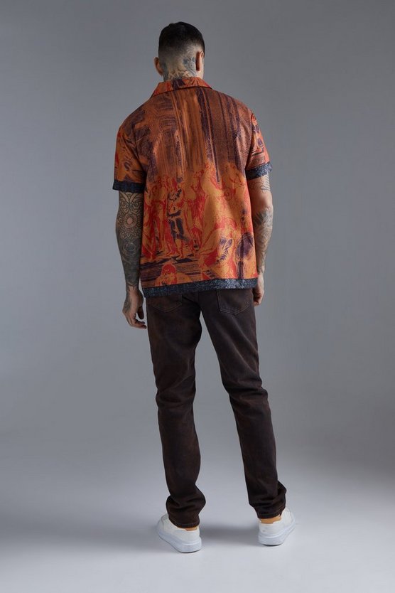 Kurzärmliges Oversize Hemd mit Print