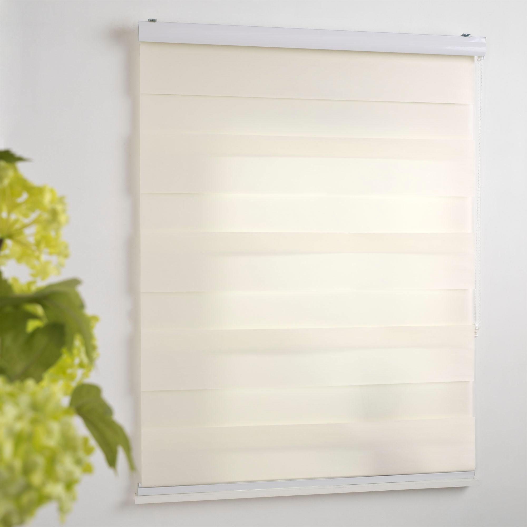 Doppelrollo DUO-Rollo mit 20 cm Streifen, Liedeco, Lichtschutz, mit Bohren, verschraubt, im Fixmaß