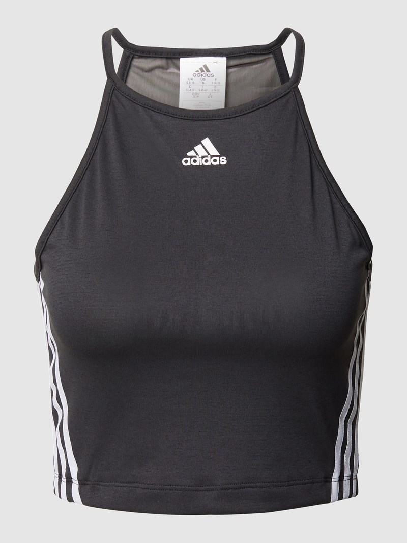 Crop Top mit Logo-Streifen in schwarz