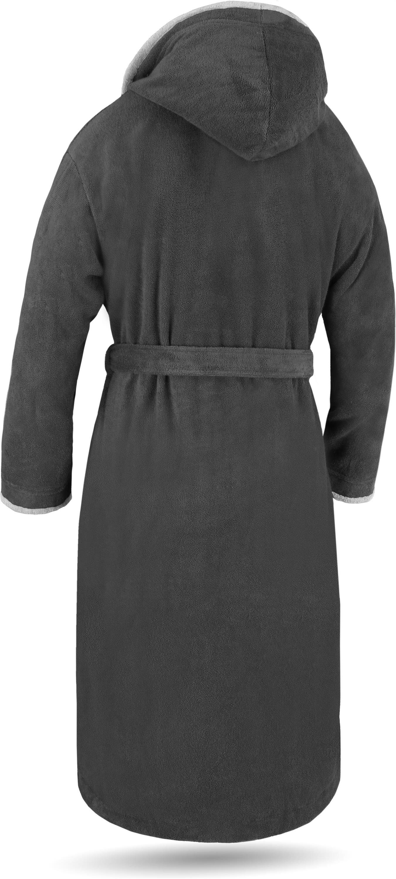 normani Bademantel Unisex Baumwoll-Bademantel Rob, Baumwolle, Kapuze, Bindegürtel, weicher Baumwoll Saunamantel mit Kapuze