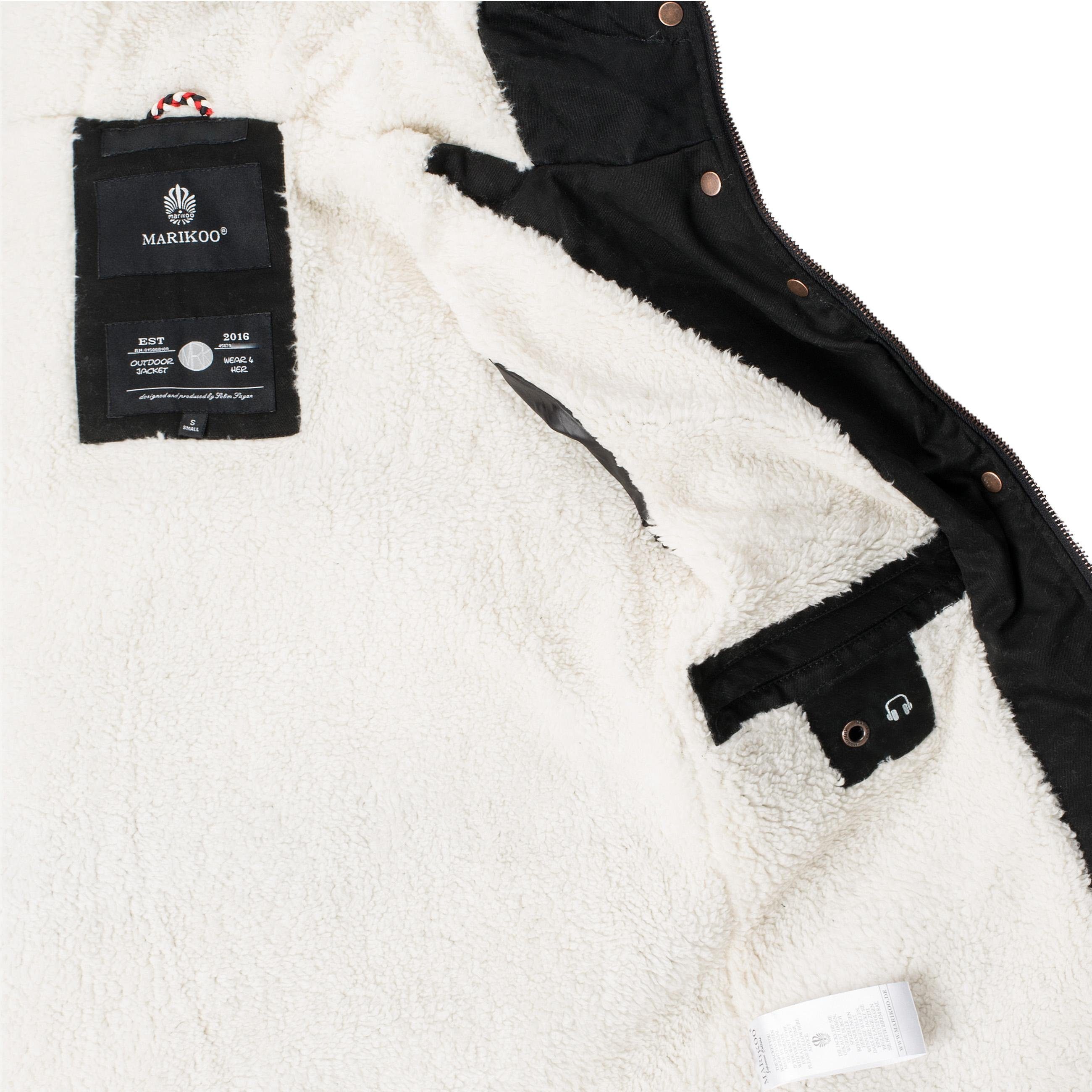 Marikoo Winterjacke Manolya stylischer Kurzmantel mit weichem Teddyfell-Futter