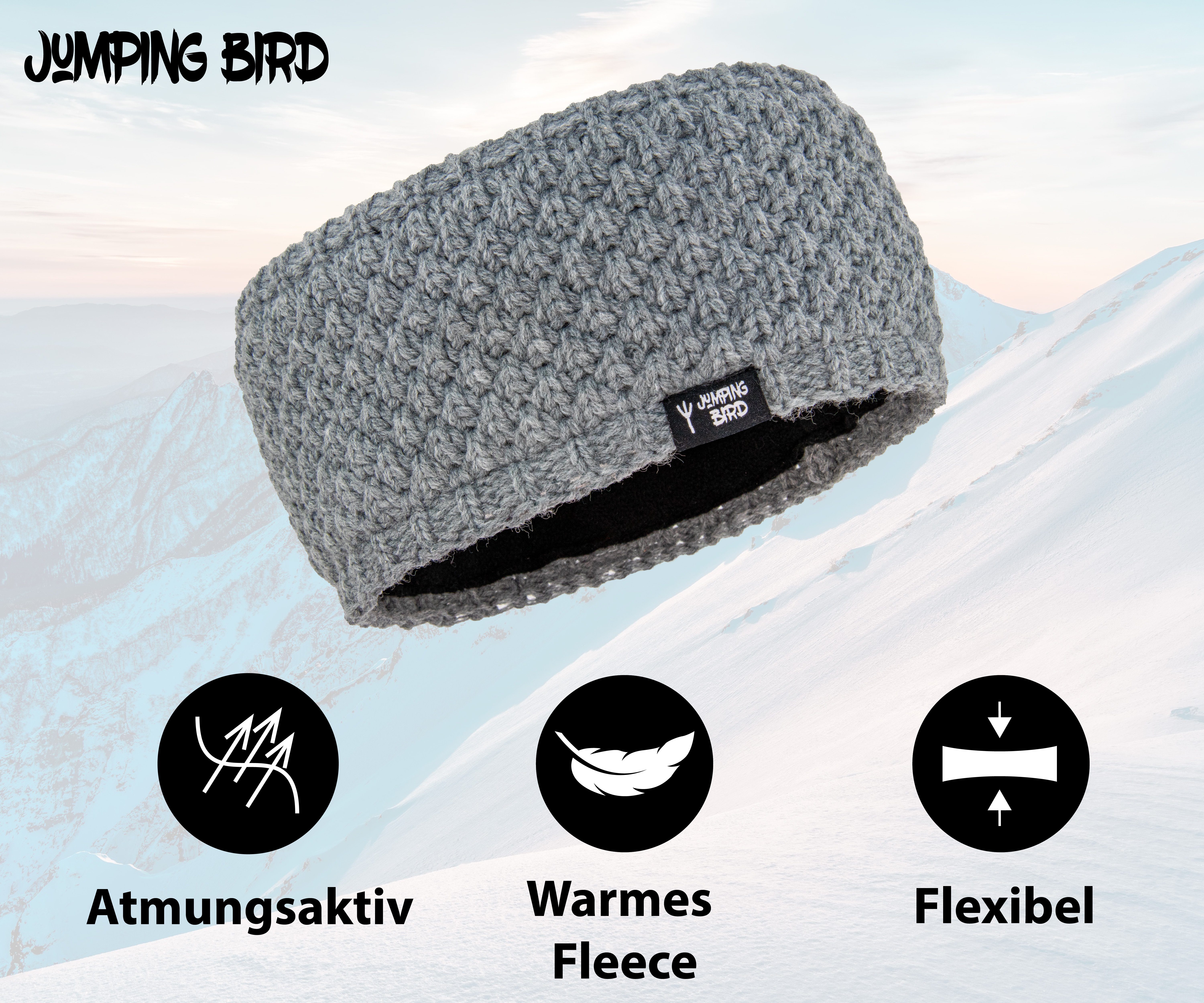 Jumping Bird Stirnband mit warmem Innen-Fleece