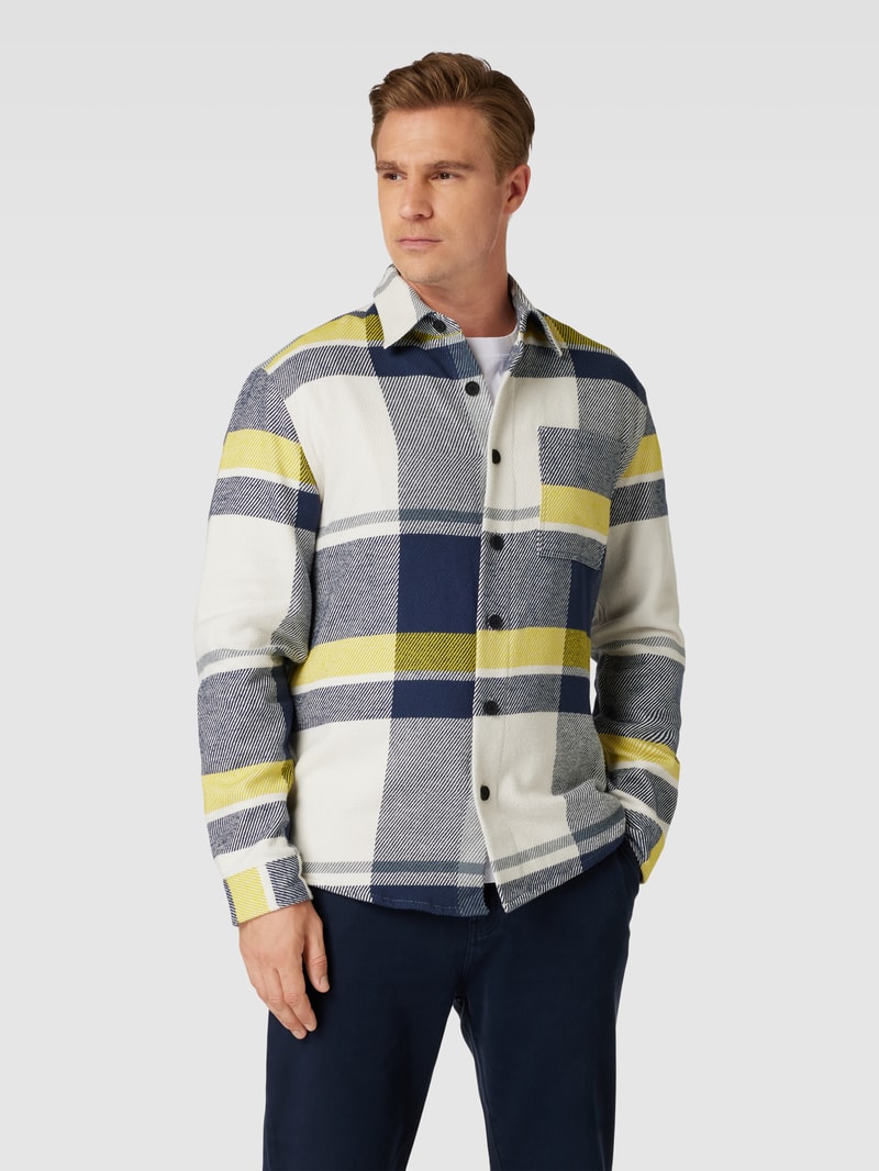 Hemdjacke mit Tartan-Karo in marineblau