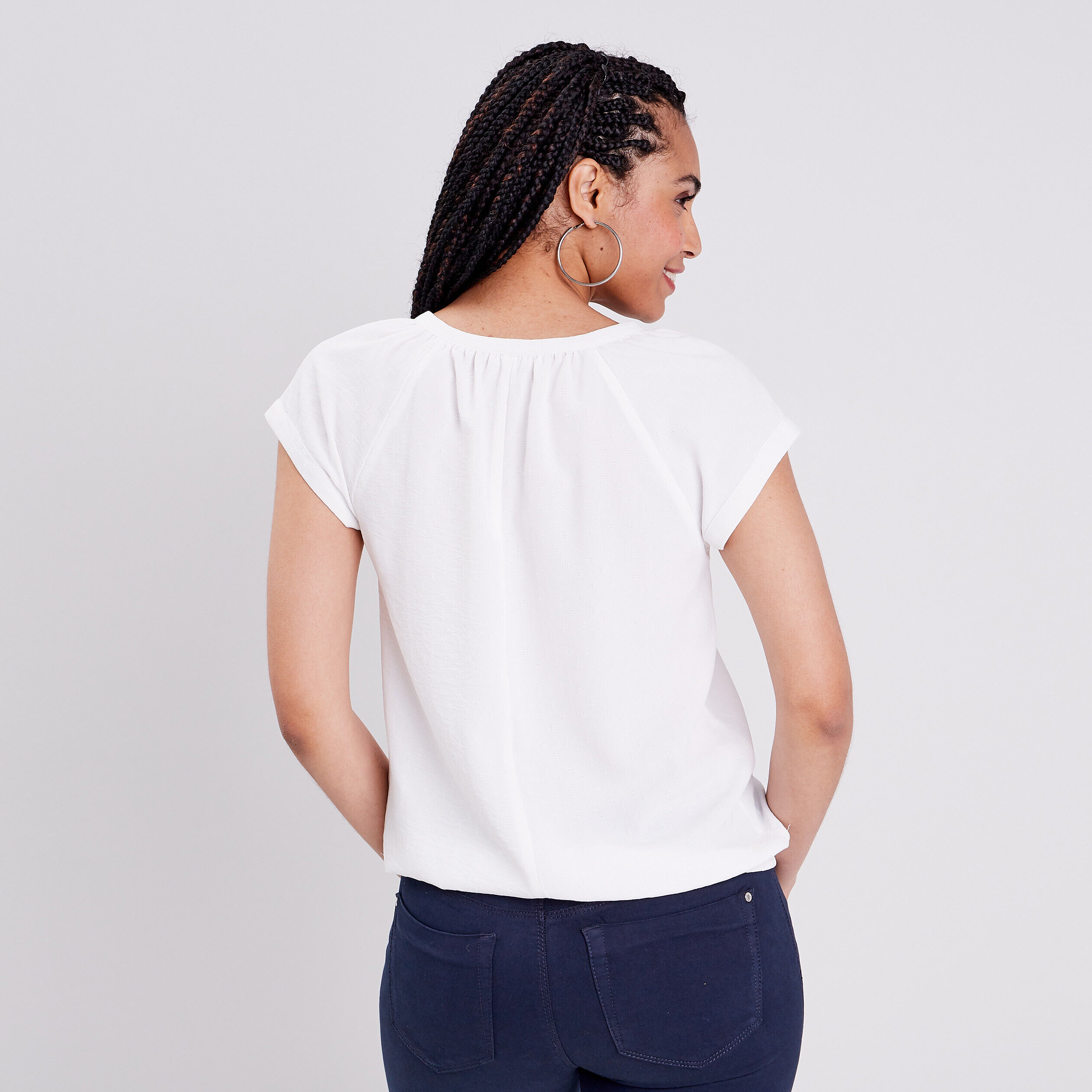 Blouse manches courtes ecru femme | Cache Cache