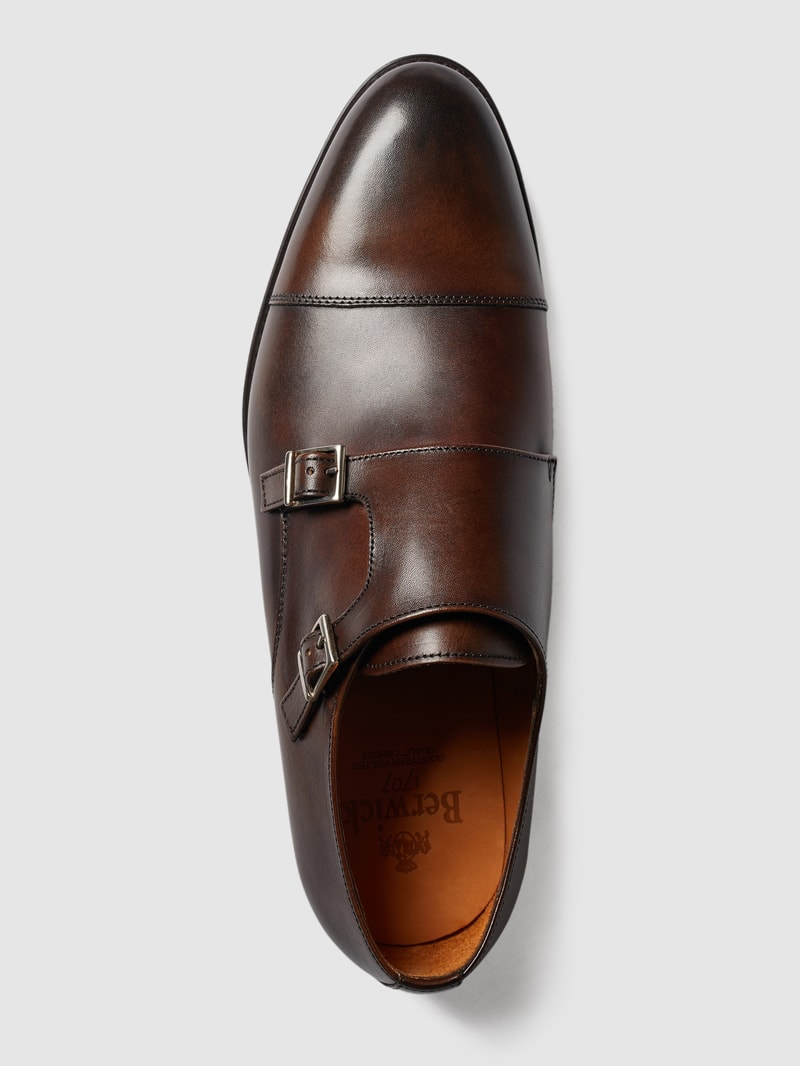 Double Monk Straps aus Leder in dunkelbraun
