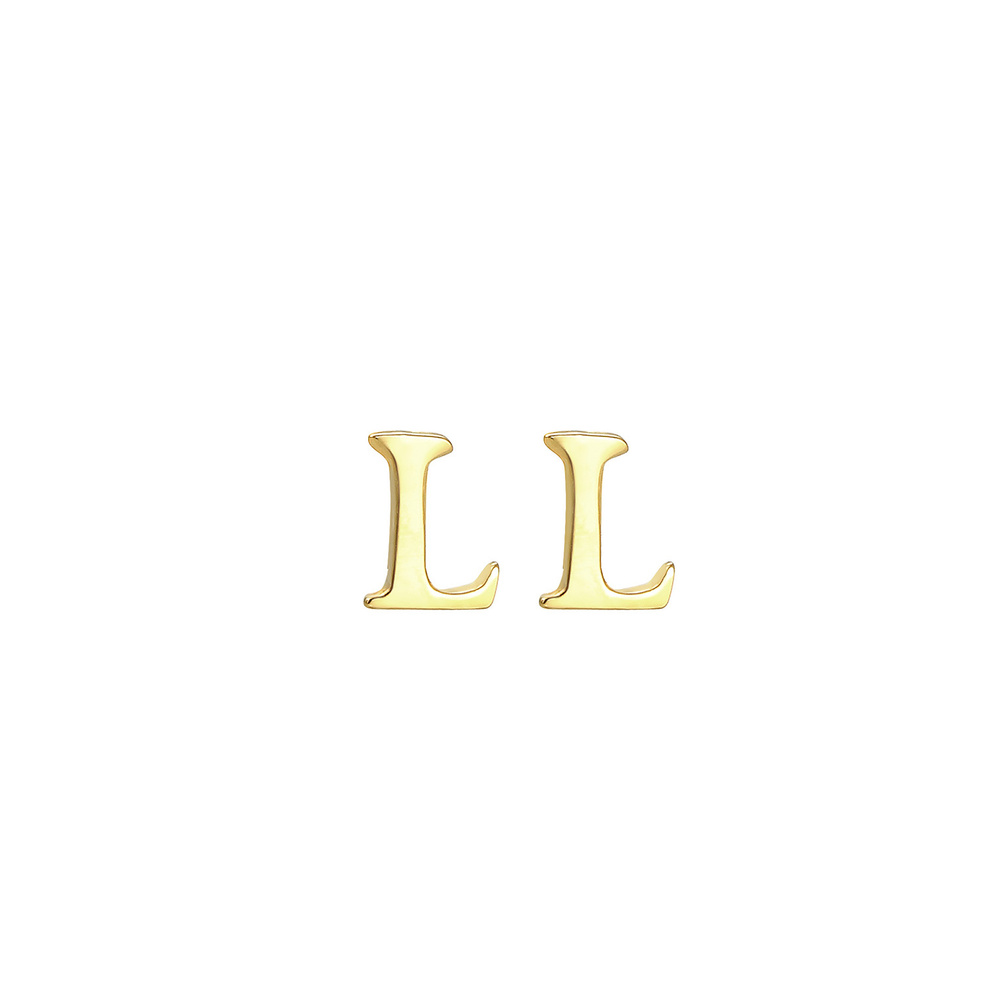 Elli Elli Boucles d'Oreilles Lettre L Clous d'Oreilles Femme - (925/1000) Argent Boucles d'oreilles