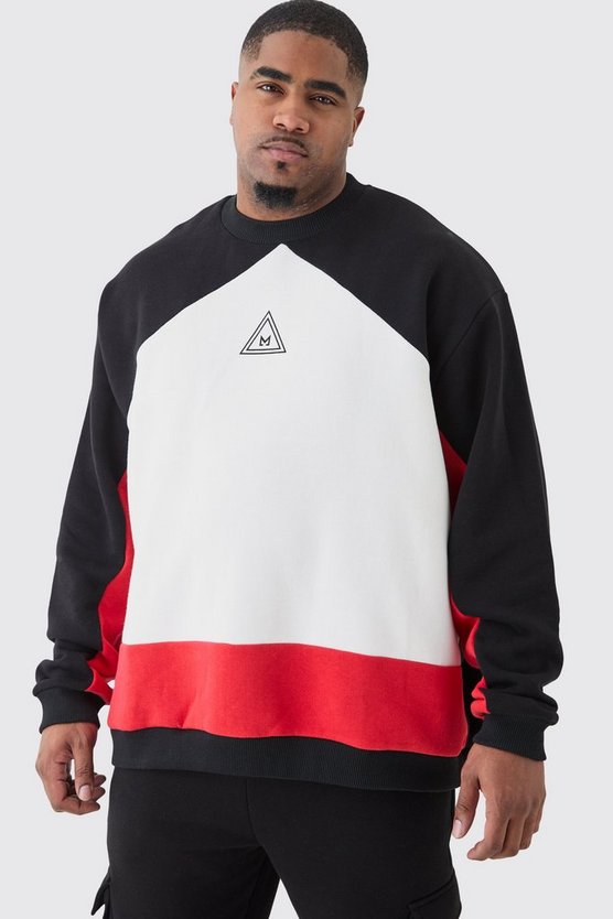 Plus Oversize Colorblock Sweatshirt mit Logo