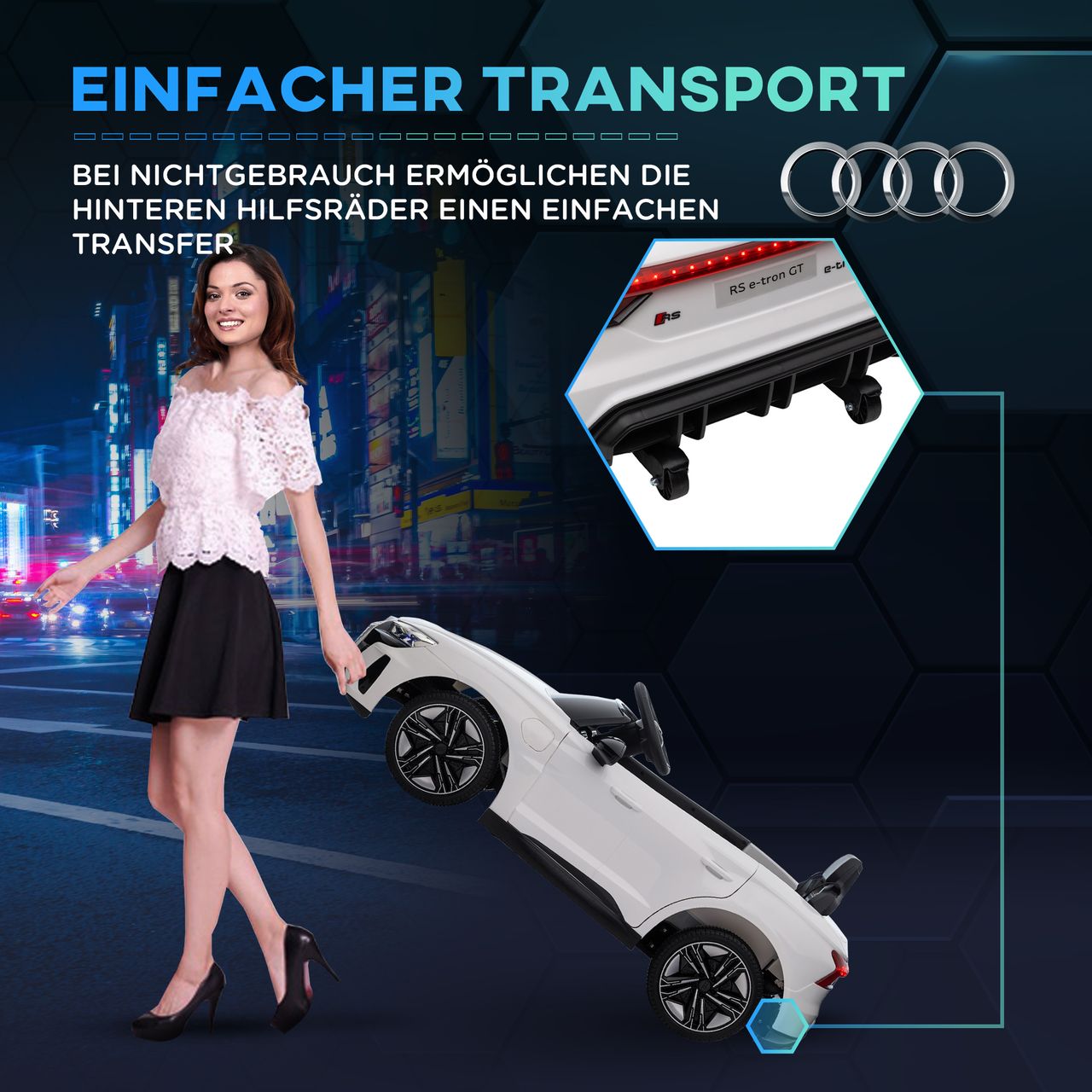 HOMCOM Kinder Elektroauto, Kinderfahrzeug mit Ferbedienung, Kinderauto, Weiß